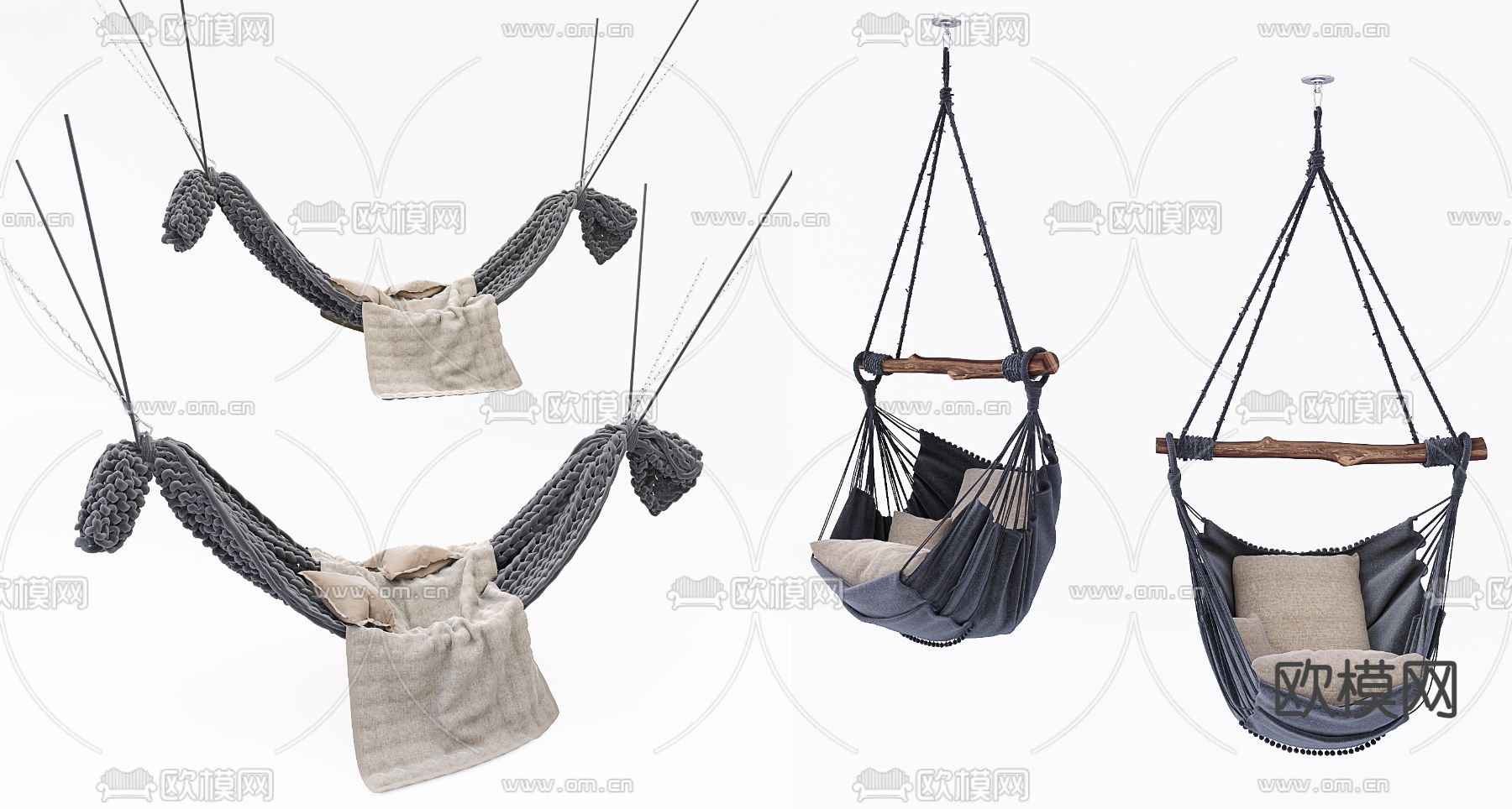 编织吊床 吊椅 秋千3d模型下载