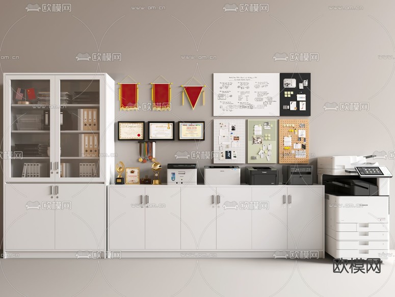 文件柜 档案柜 打印机 复印机3d模型下载
