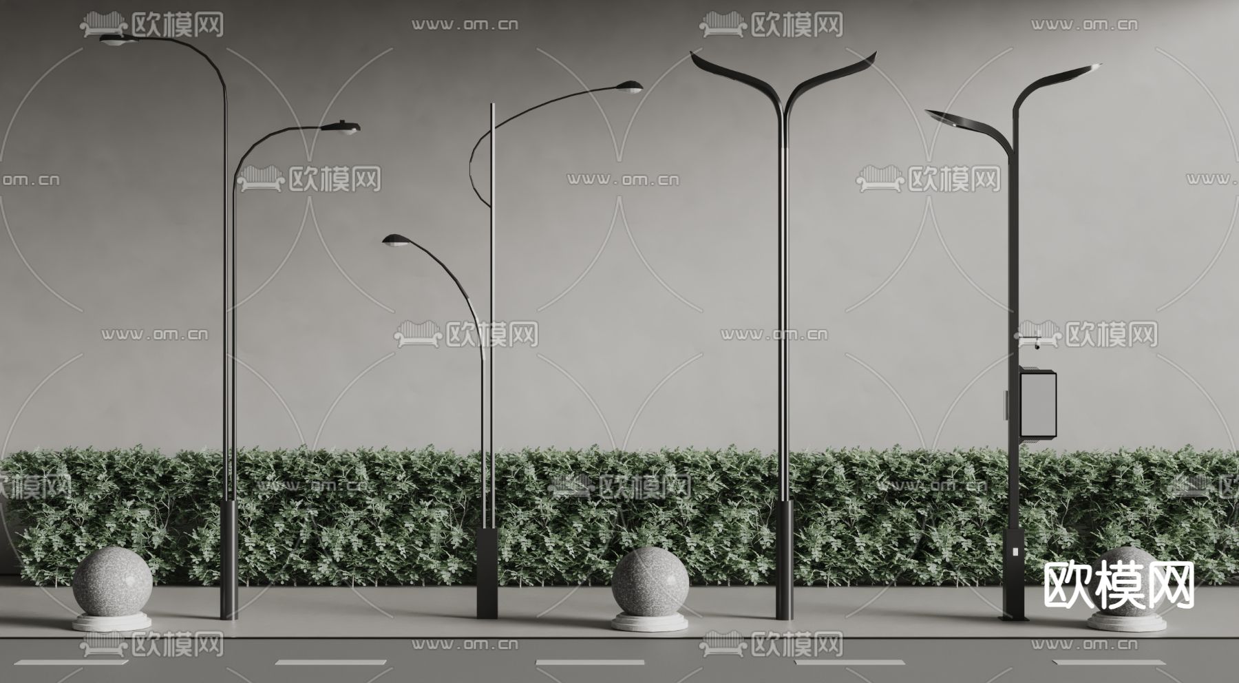 路灯 庭院灯 高杆灯 路障3d模型下载