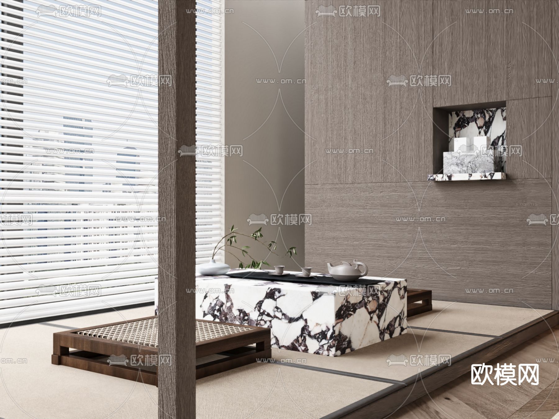 榻榻米茶桌 茶台3d模型下载