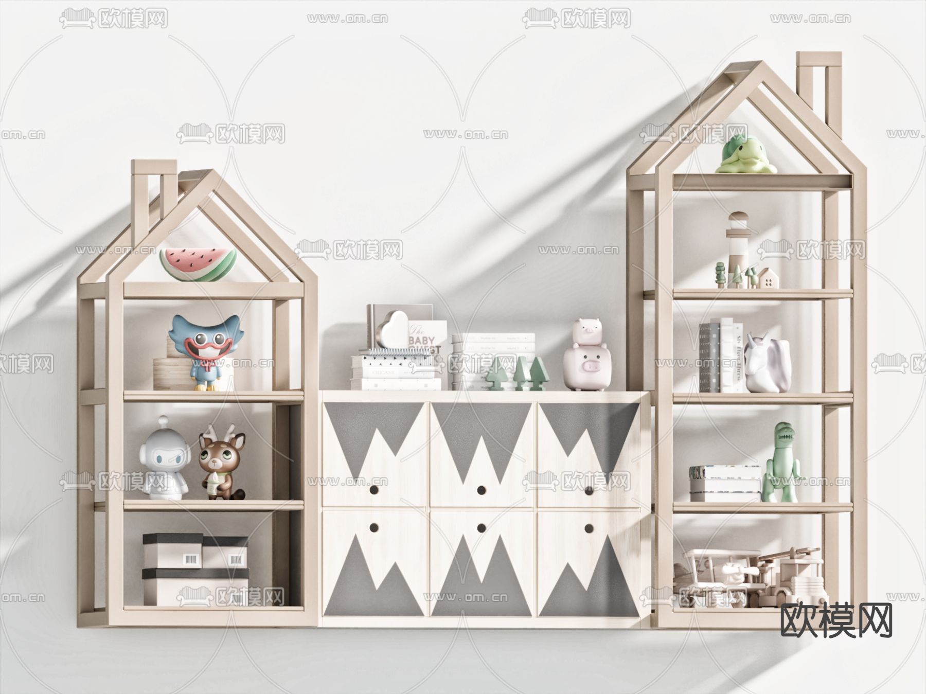 儿童玩具柜 置物架3d模型下载
