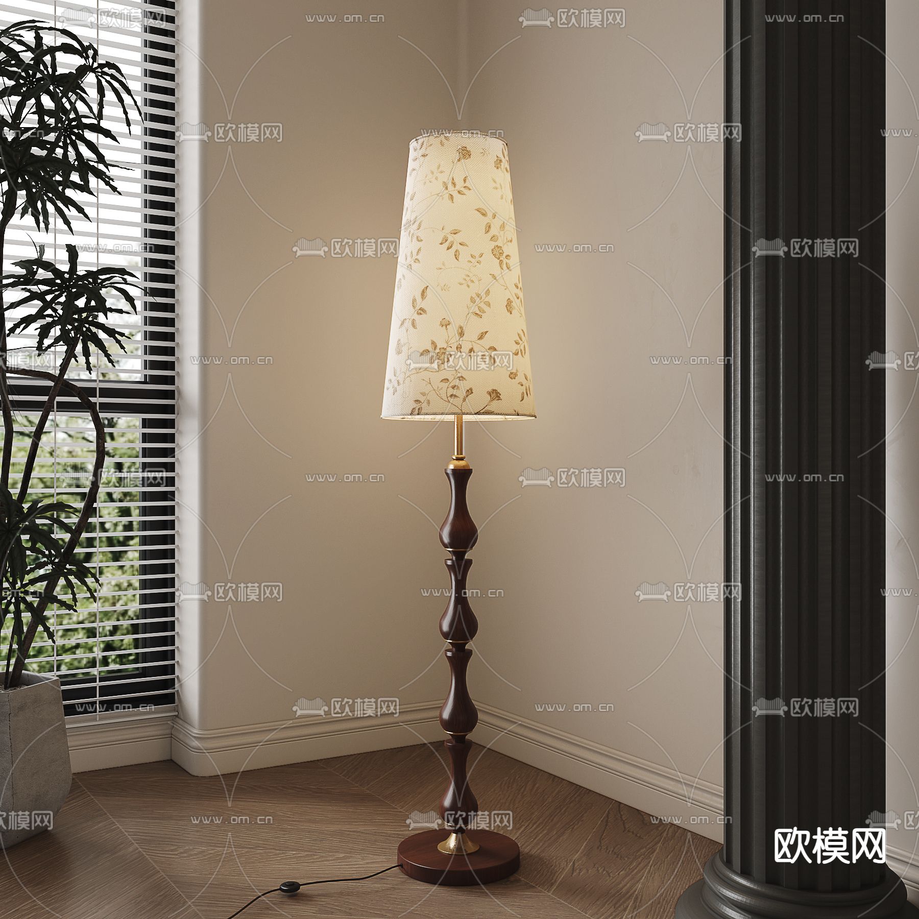 法式落地灯3d模型下载