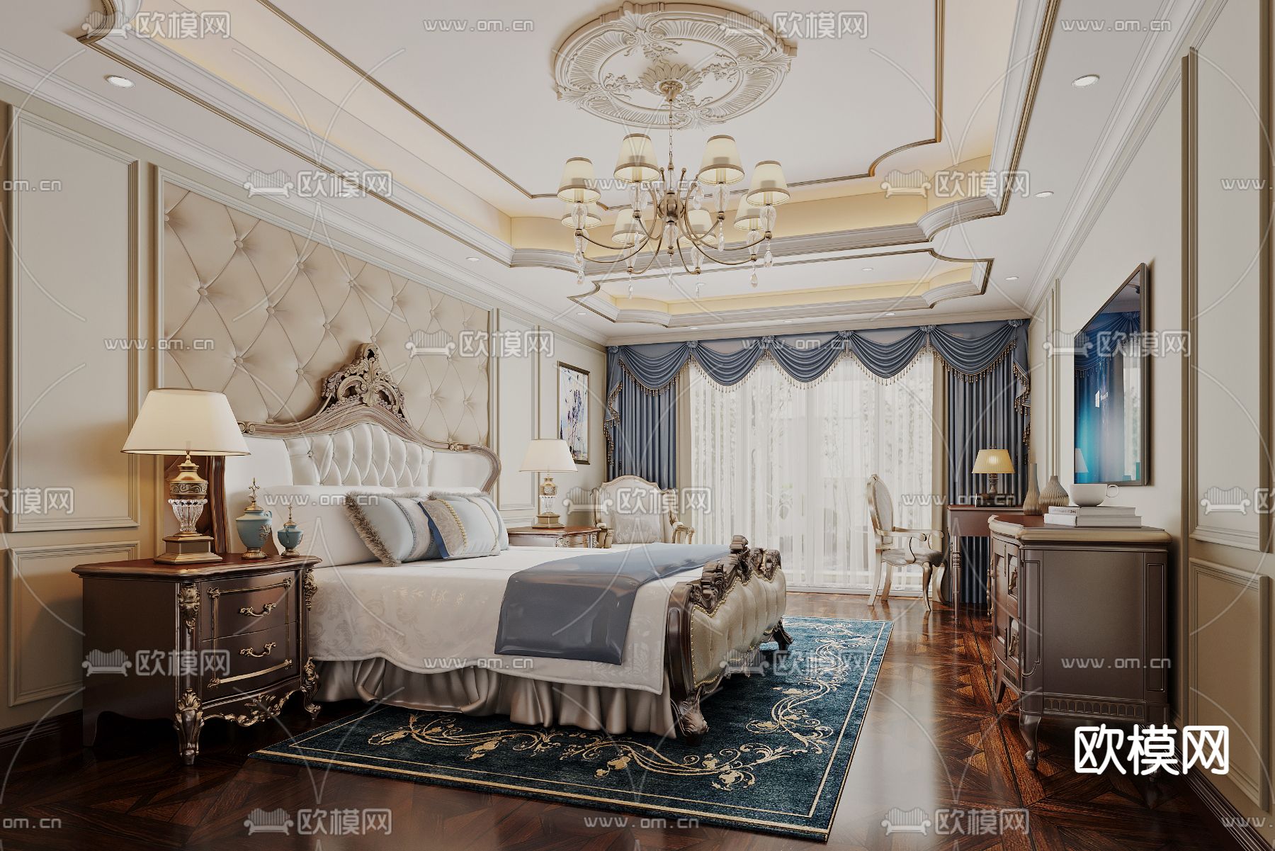 欧式卧室 主人房3d模型下载