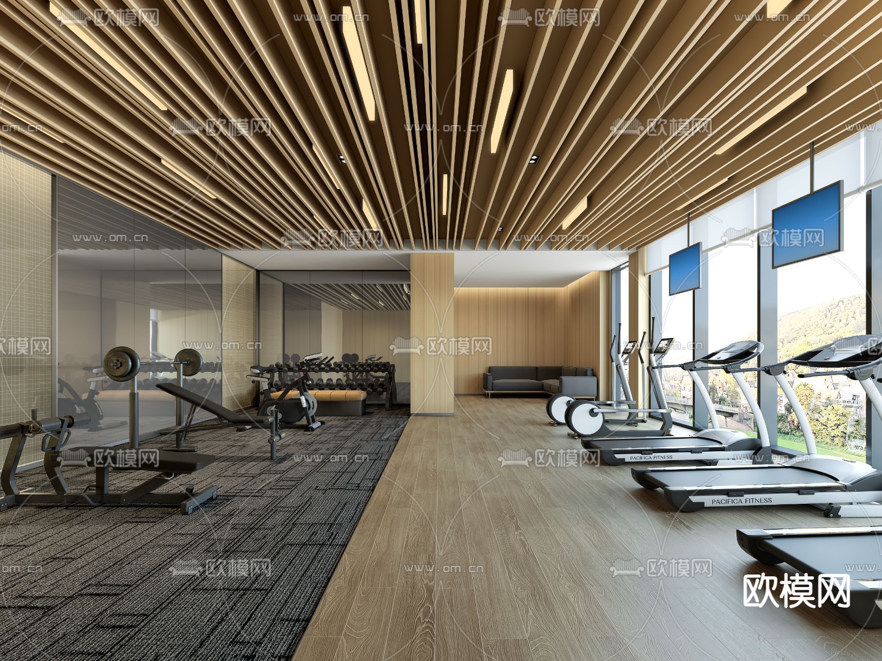 酒店健身房3d模型下载