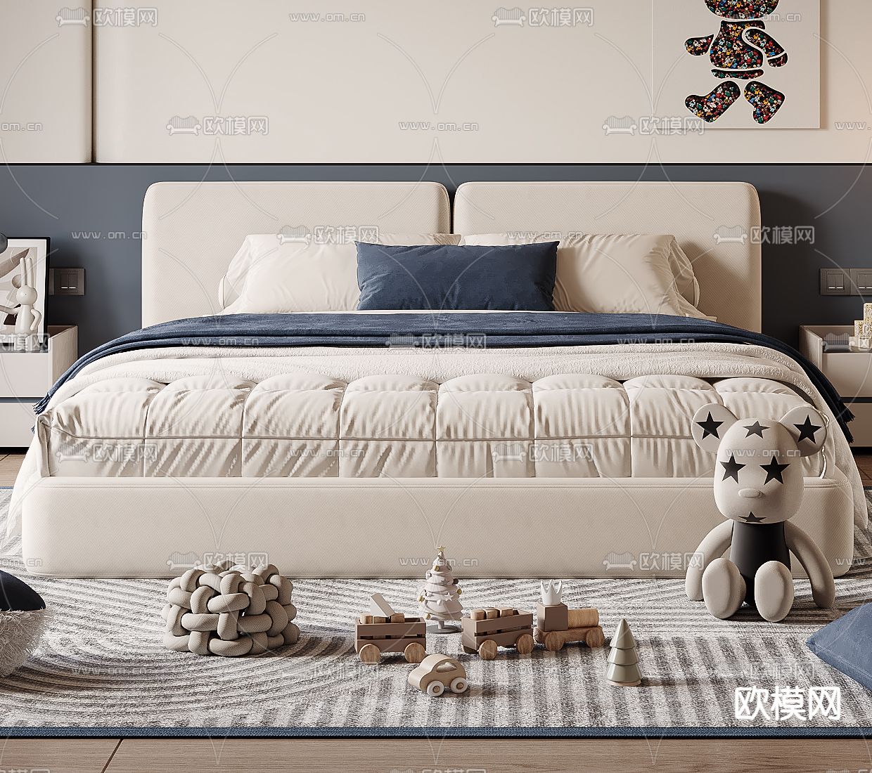 现代儿童床3d模型下载