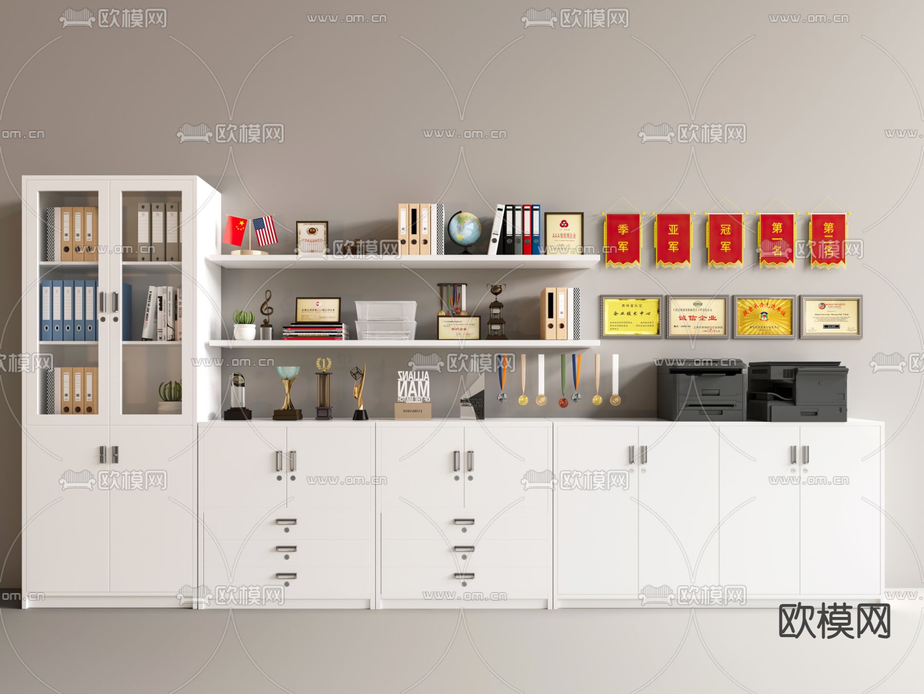 文件柜 档案柜 打印机 复印机3d模型下载