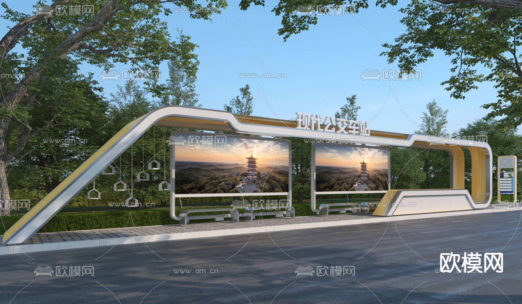公交站台 智慧公交站3d模型下载