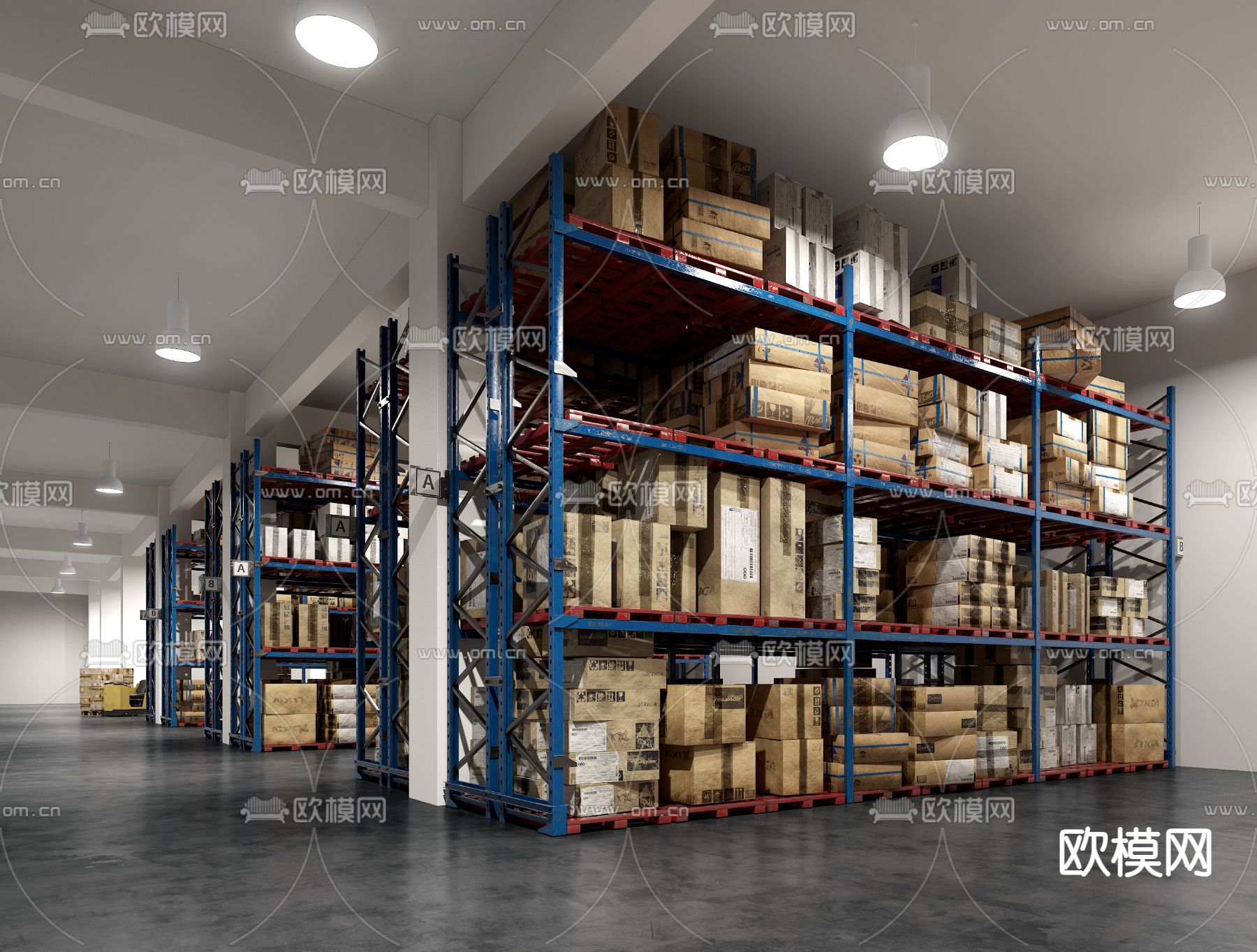 物流仓库 货架 货仓3d模型下载