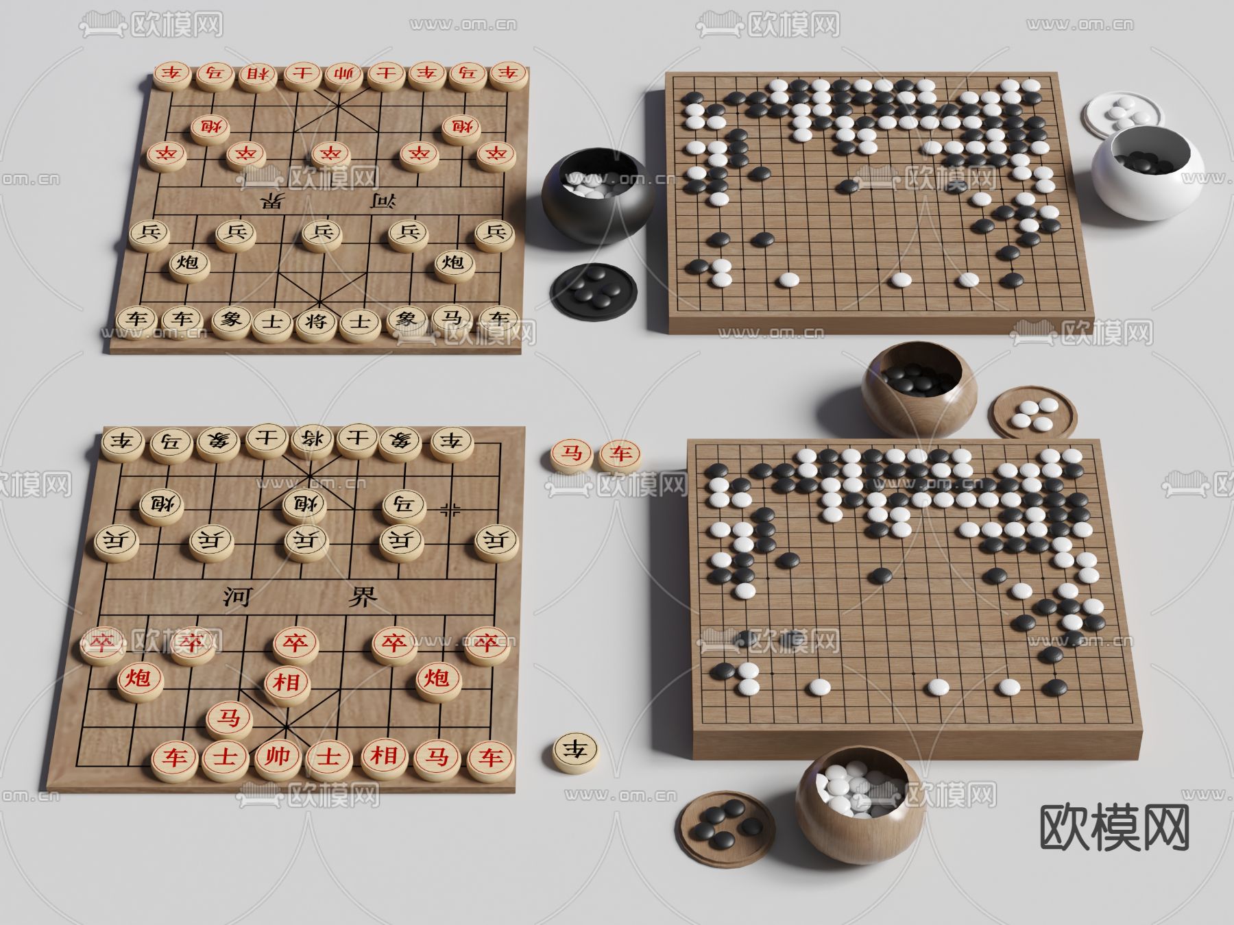 围棋象棋 棋子棋盘3d模型下载