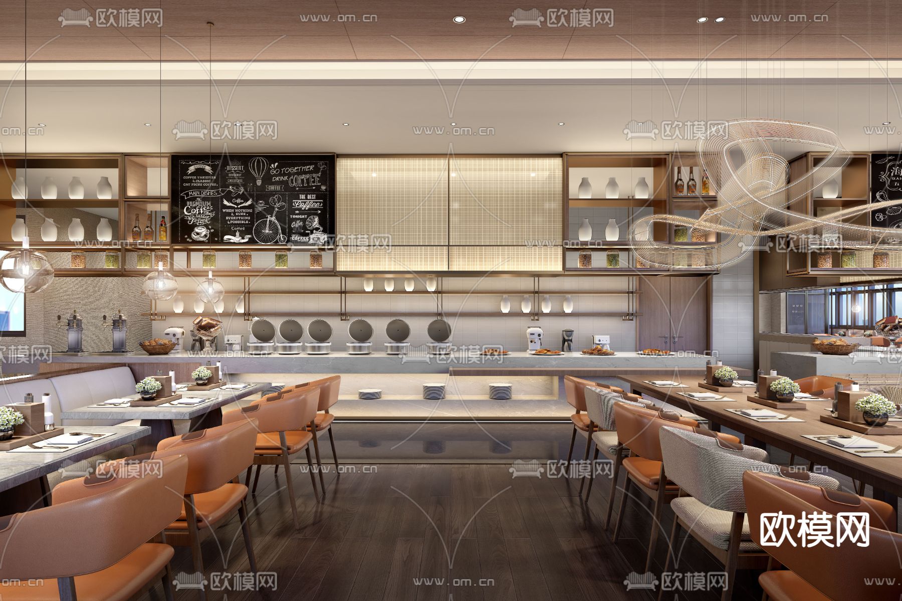 酒店自助餐厅 全日制餐厅3d模型下载（渲染图3）