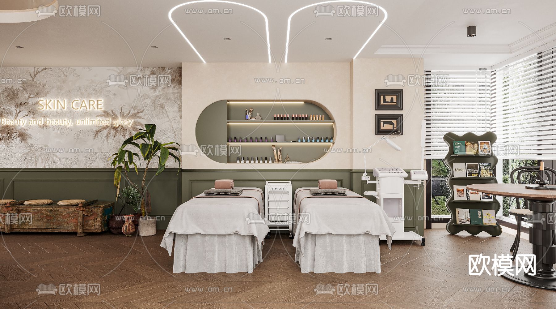 法式美甲店 美容店3d模型下载（渲染图2）