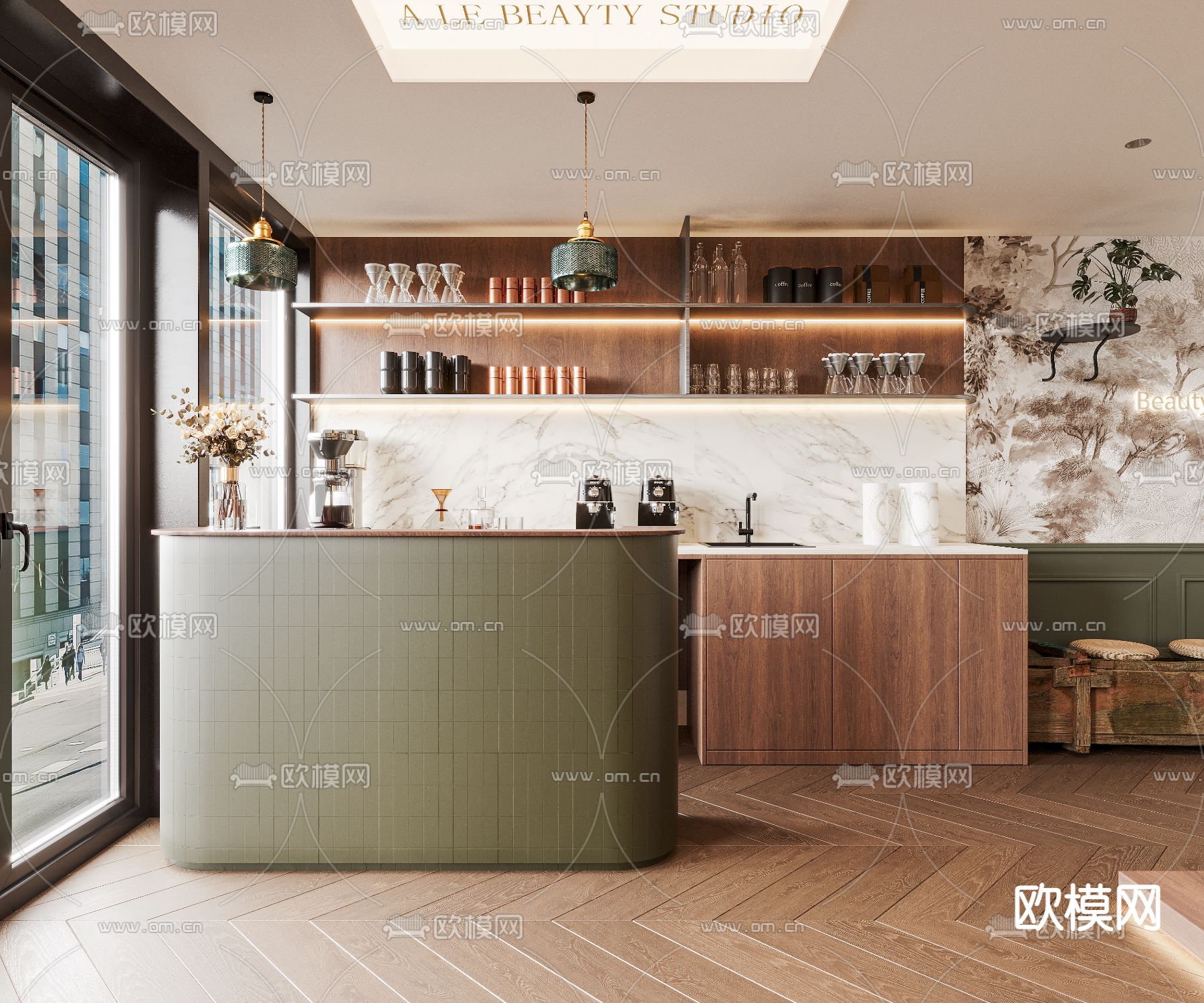 法式美甲店 美容店3d模型下载（渲染图4）