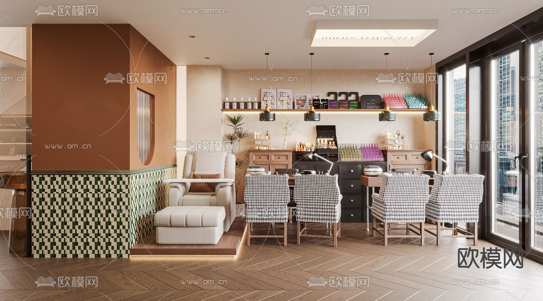 法式美甲店 美容店3d模型下载（渲染图1）