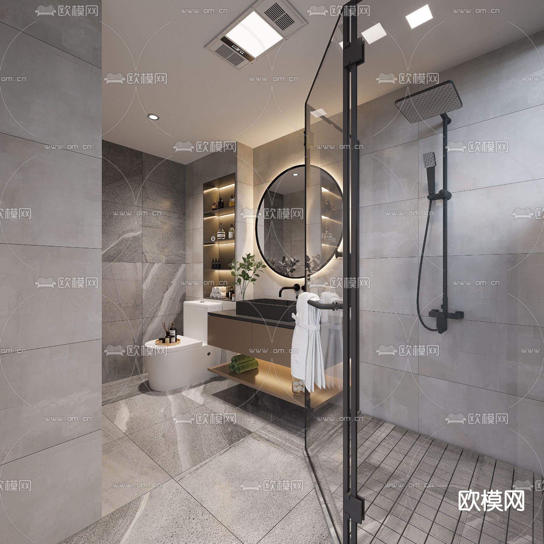 现代卫生间 浴室 洗手间3d模型下载