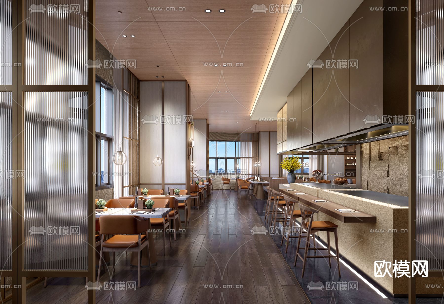 酒店自助餐厅 全日制餐厅3d模型下载（渲染图2）