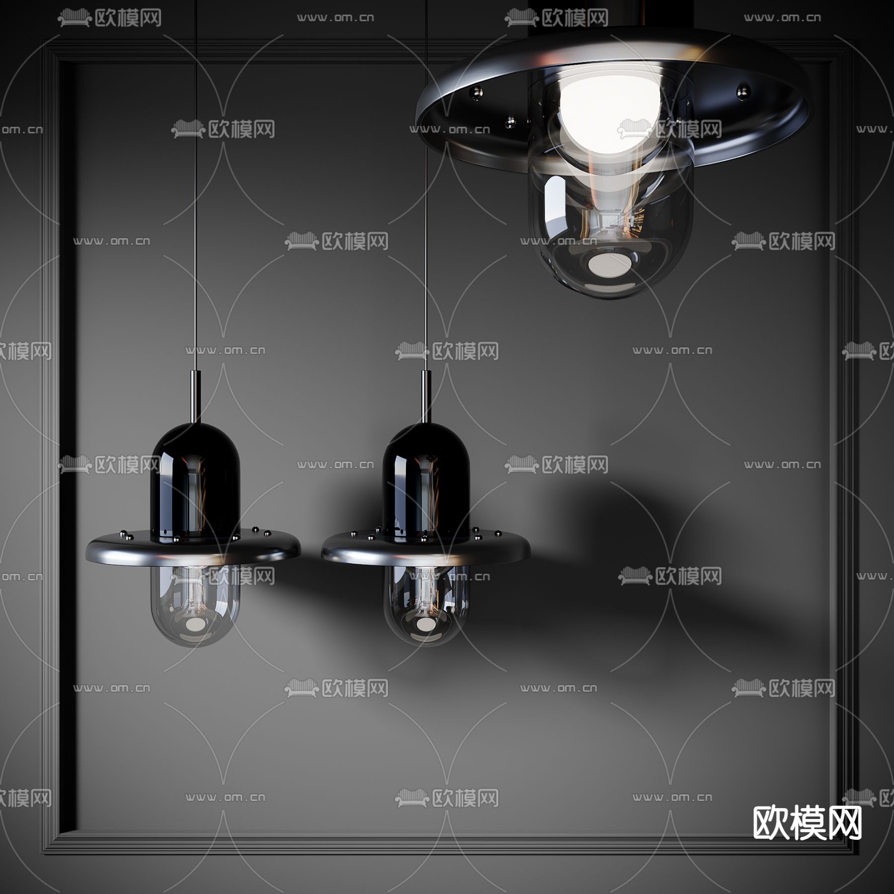 暗黑风小吊灯3d模型下载