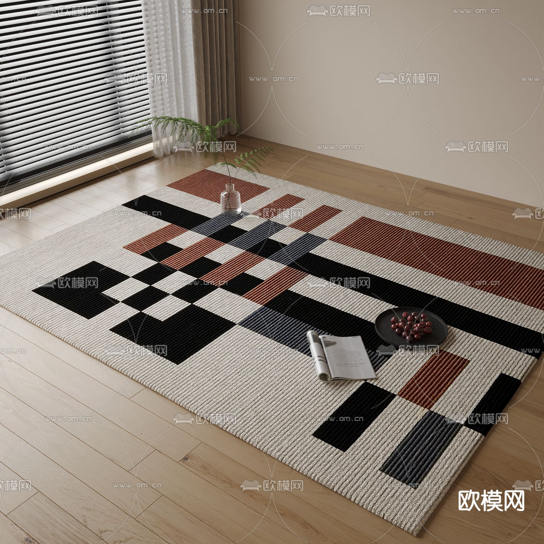 毛绒地毯3d模型下载