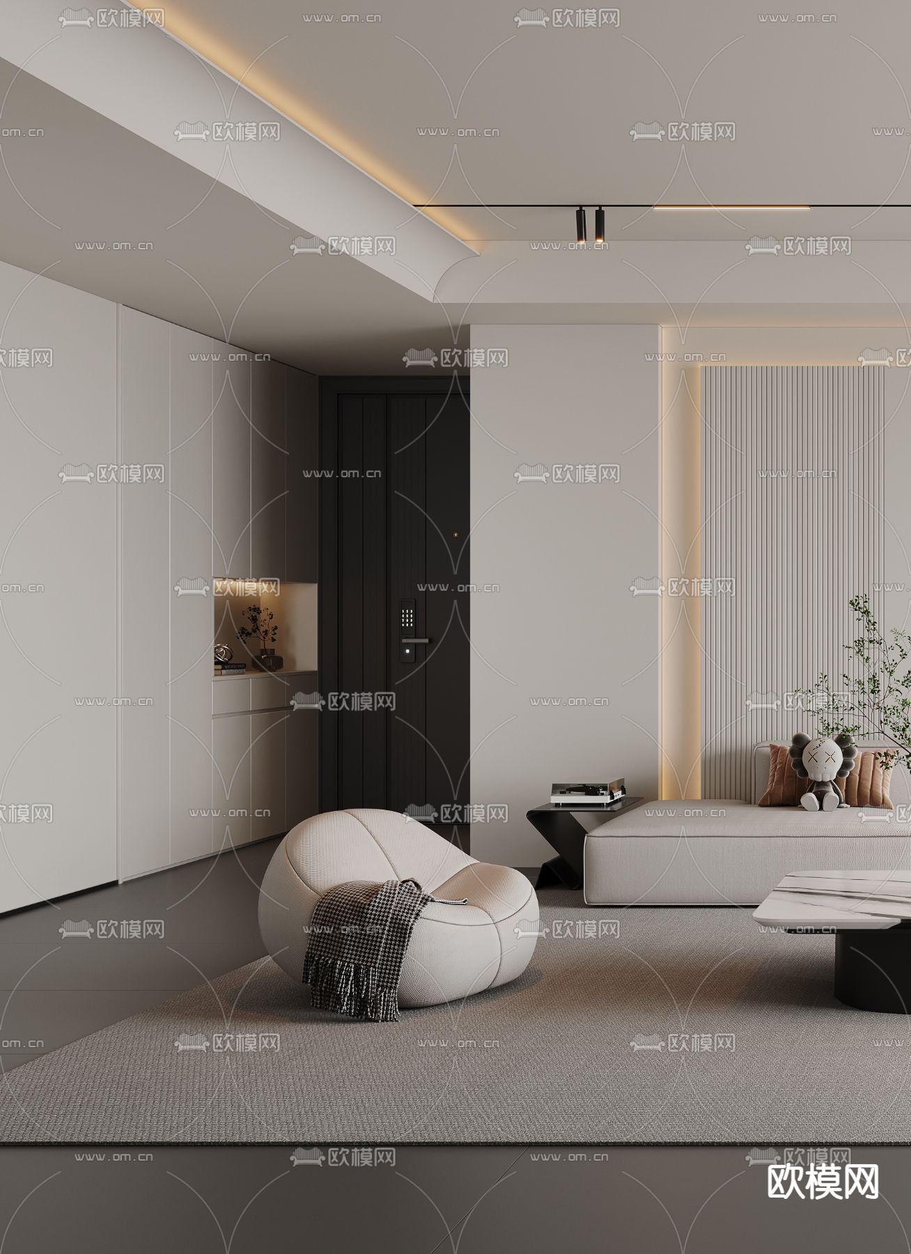 现代客厅3d模型下载（渲染图2）