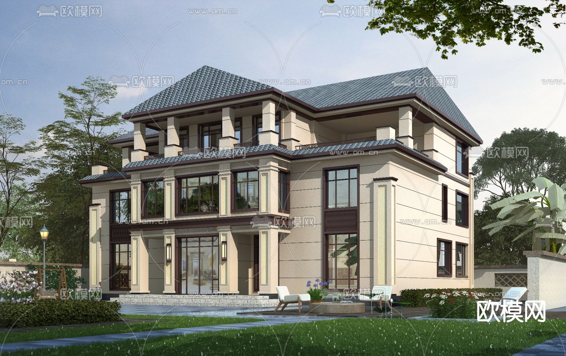 欧式别墅3d模型下载