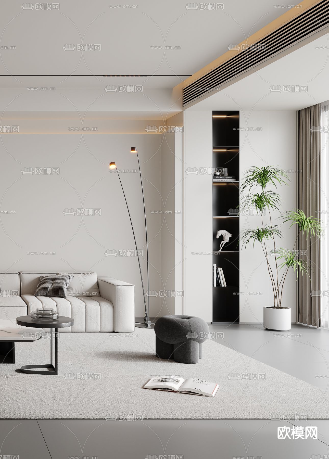 现代客厅3d模型下载（渲染图3）