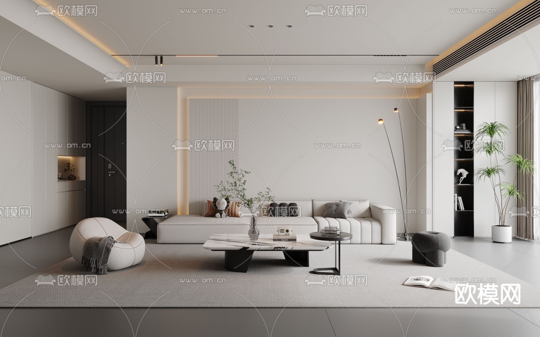 现代客厅3d模型下载（渲染图1）