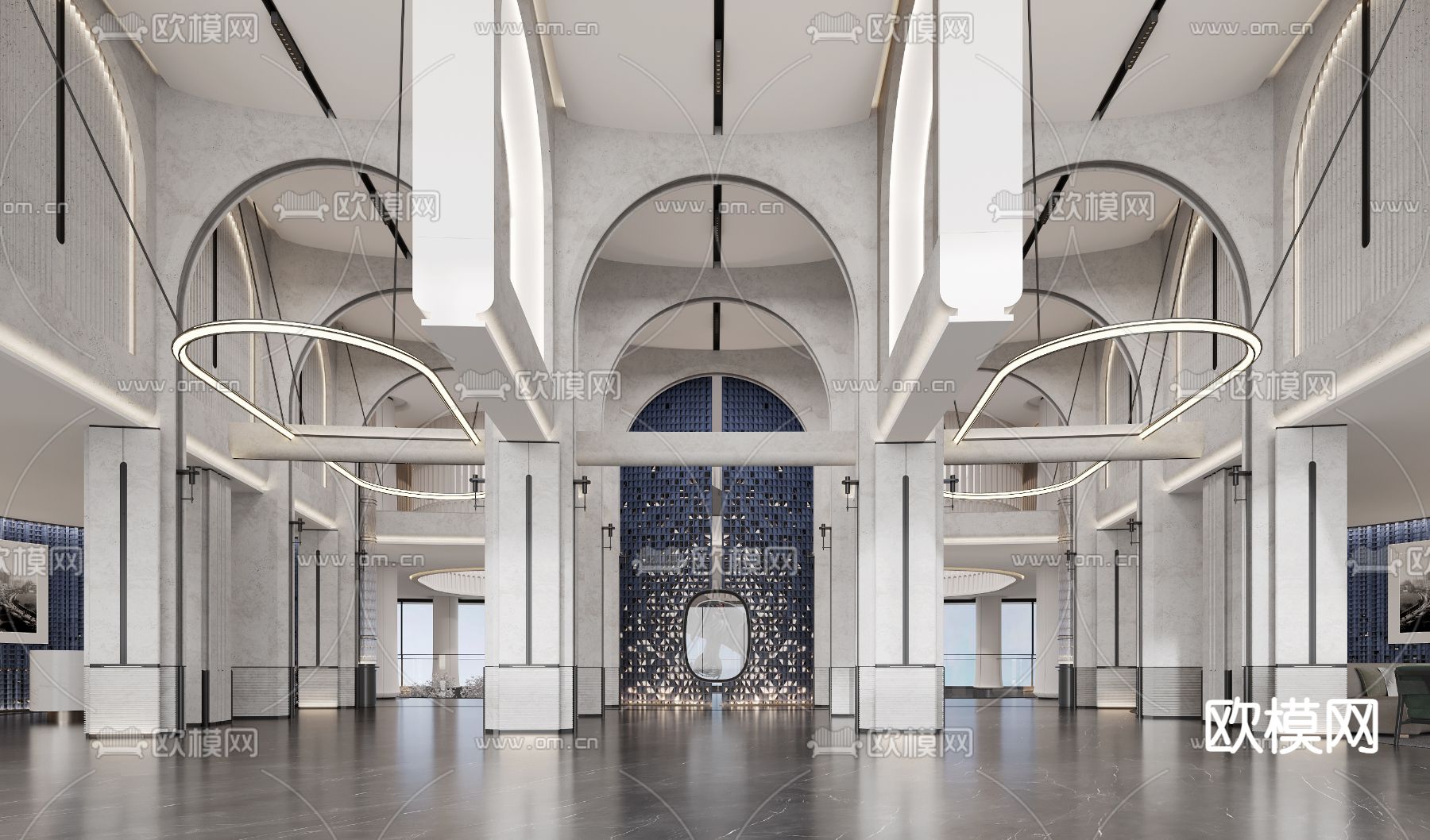 现代酒店大堂3d模型下载