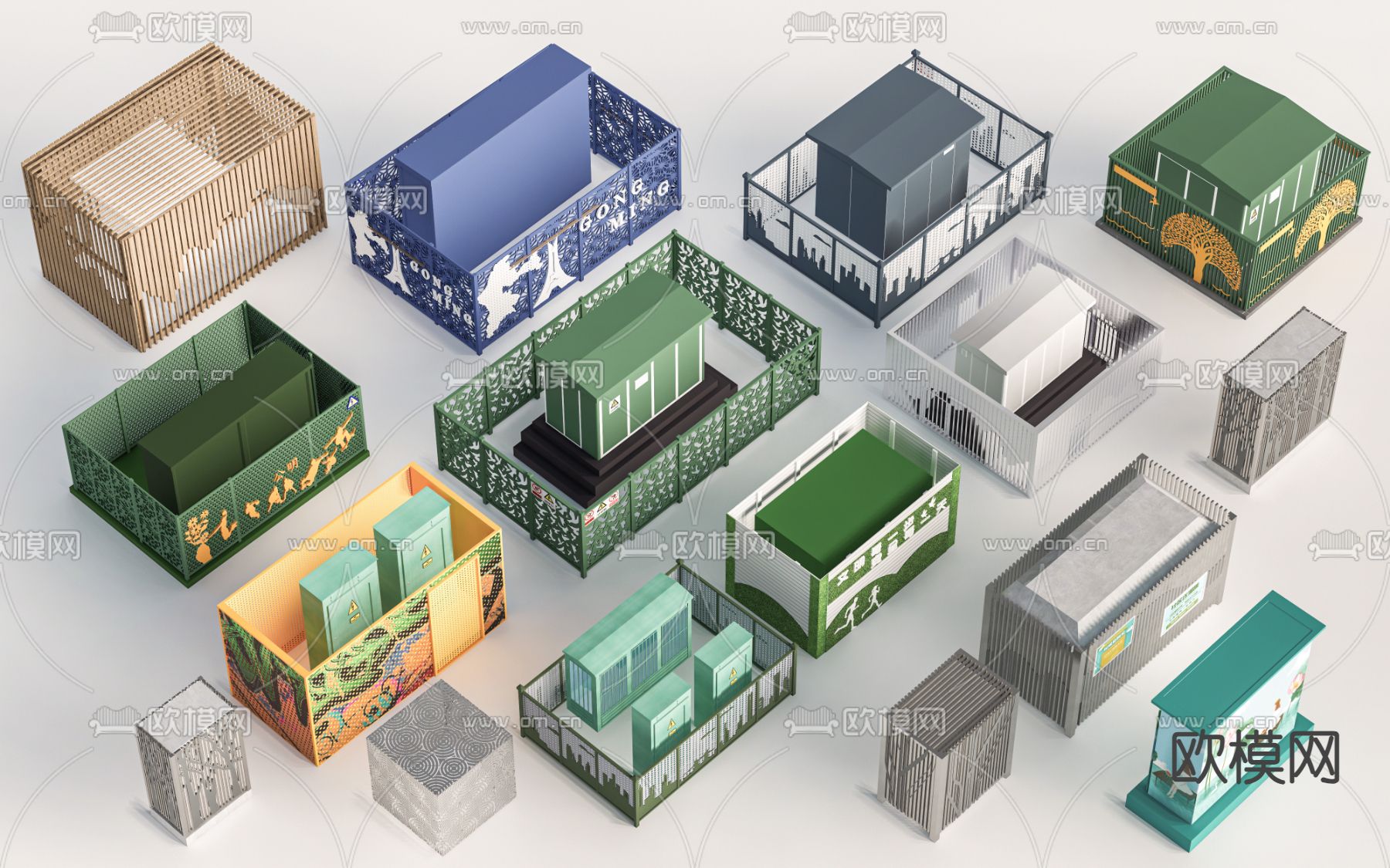 配电站 变电站 变压器 配电柜su模型下载（渲染图2）