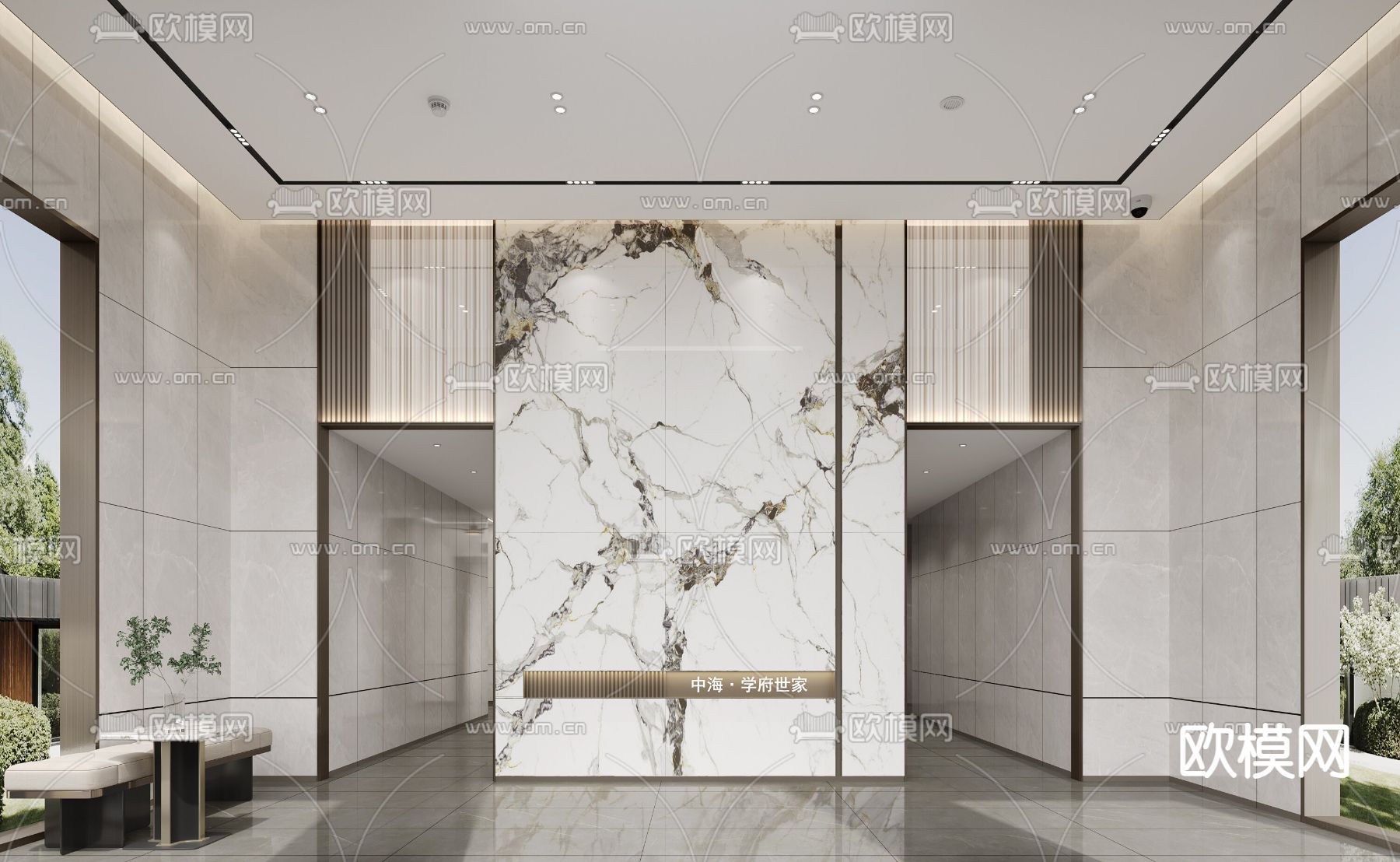 入户大堂 公共大堂3d模型下载