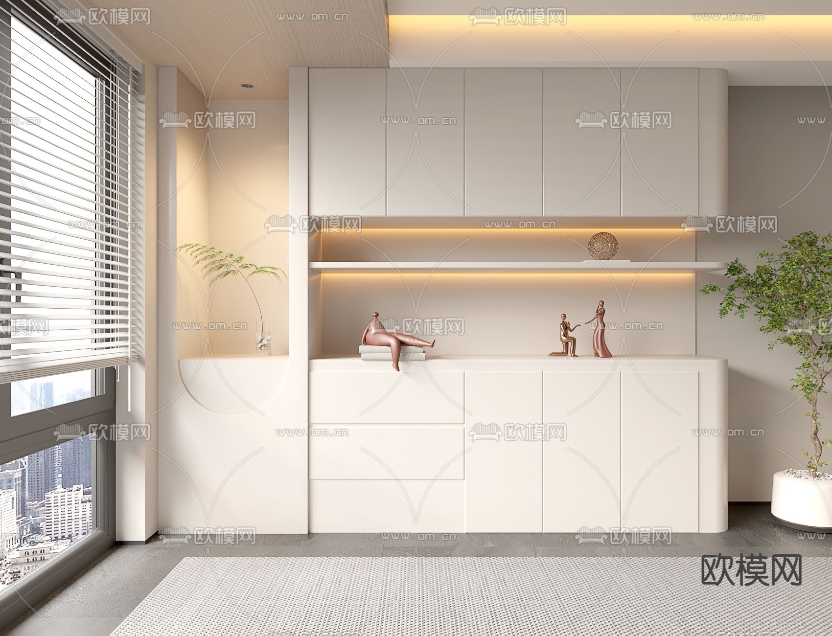 现代储物柜su模型下载（渲染图2）