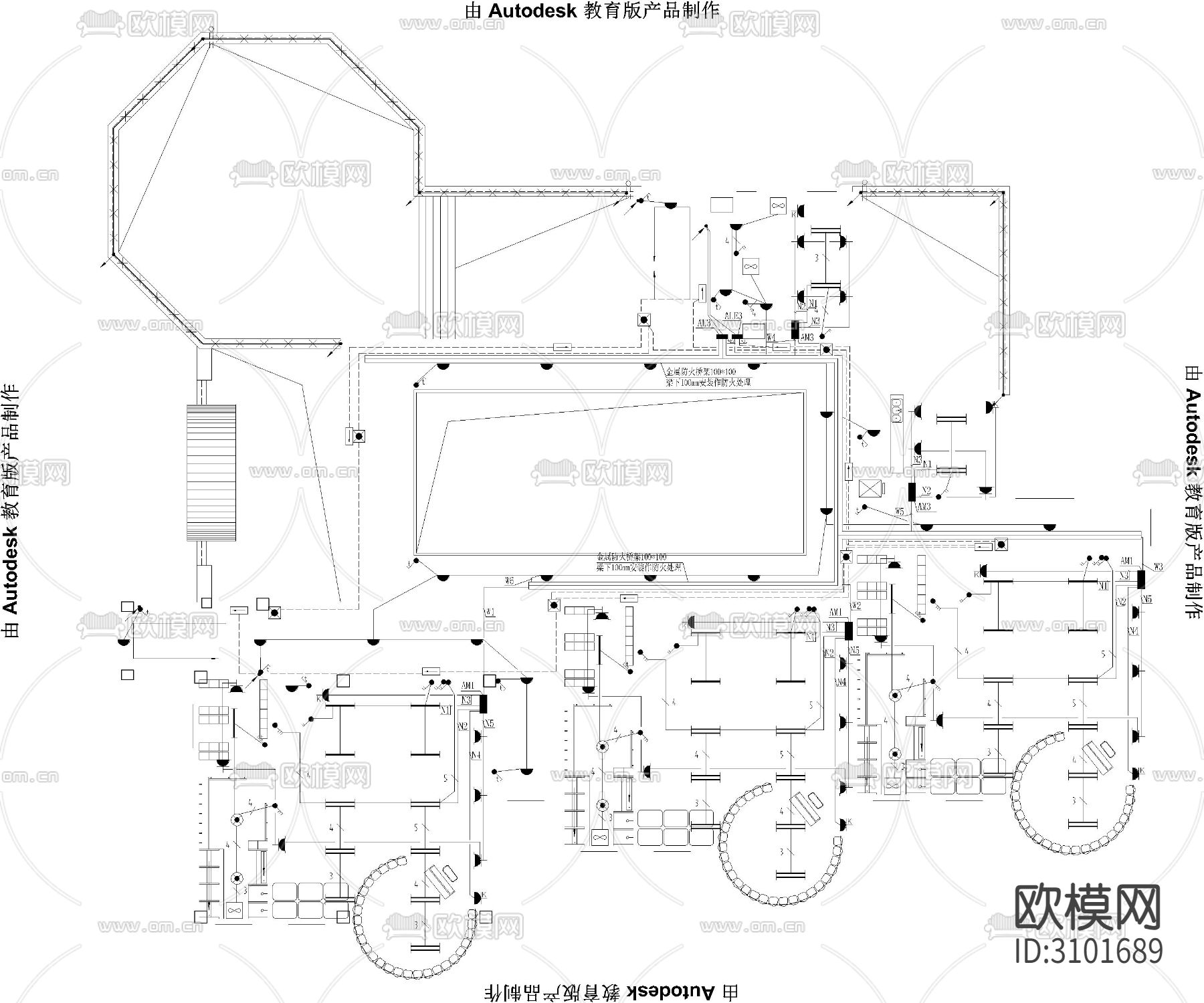 某地三层幼儿园电气设计cad施工图下载（渲染图3）
