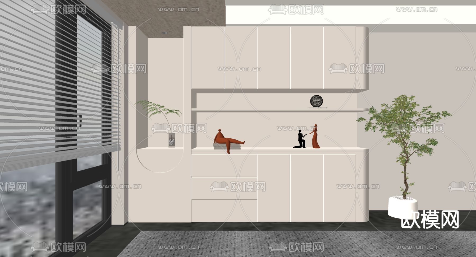 现代储物柜su模型下载（渲染图1）