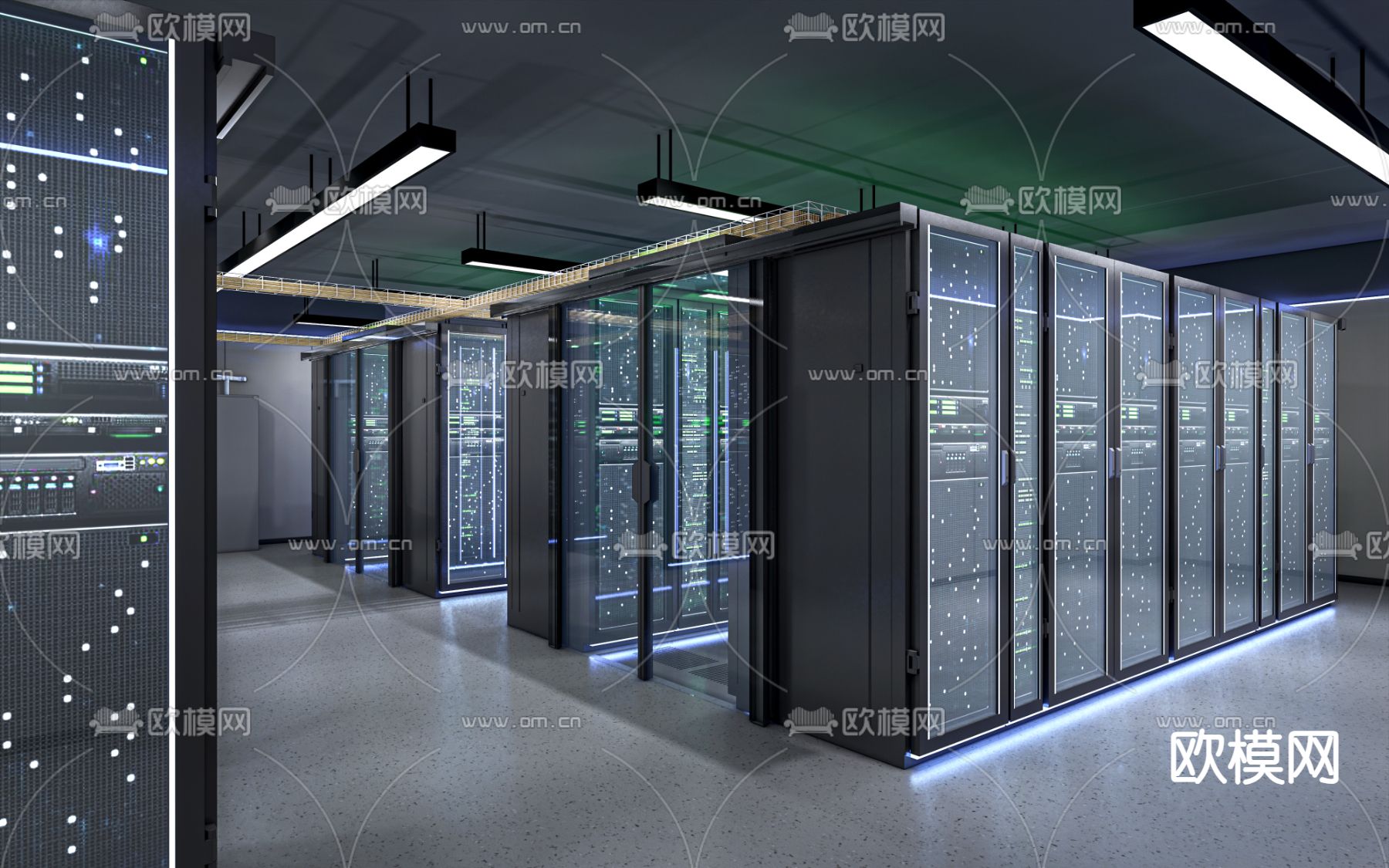 现代服务器机房 机房服务器su模型下载（渲染图2）