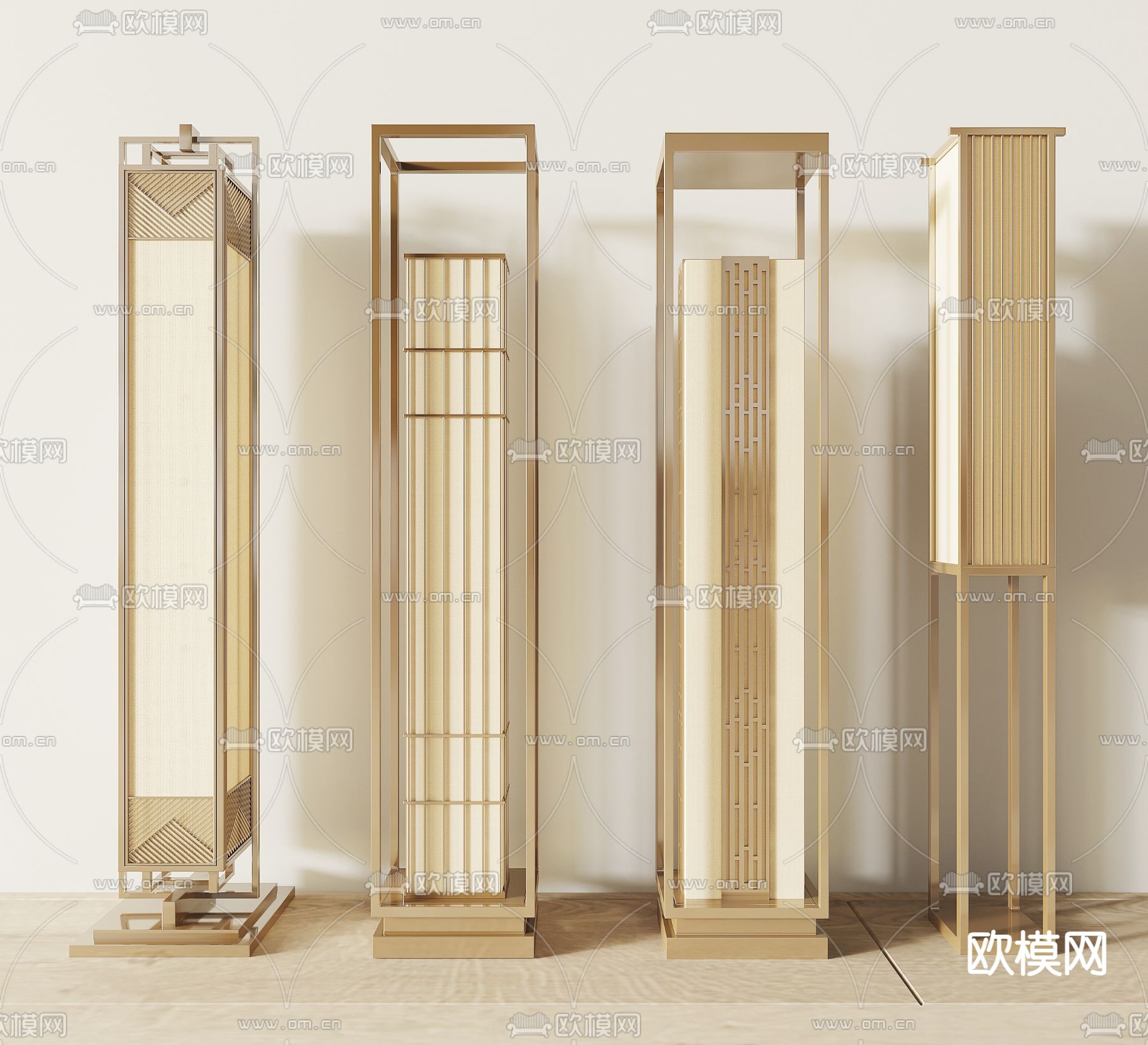 新中式落地灯3d模型下载