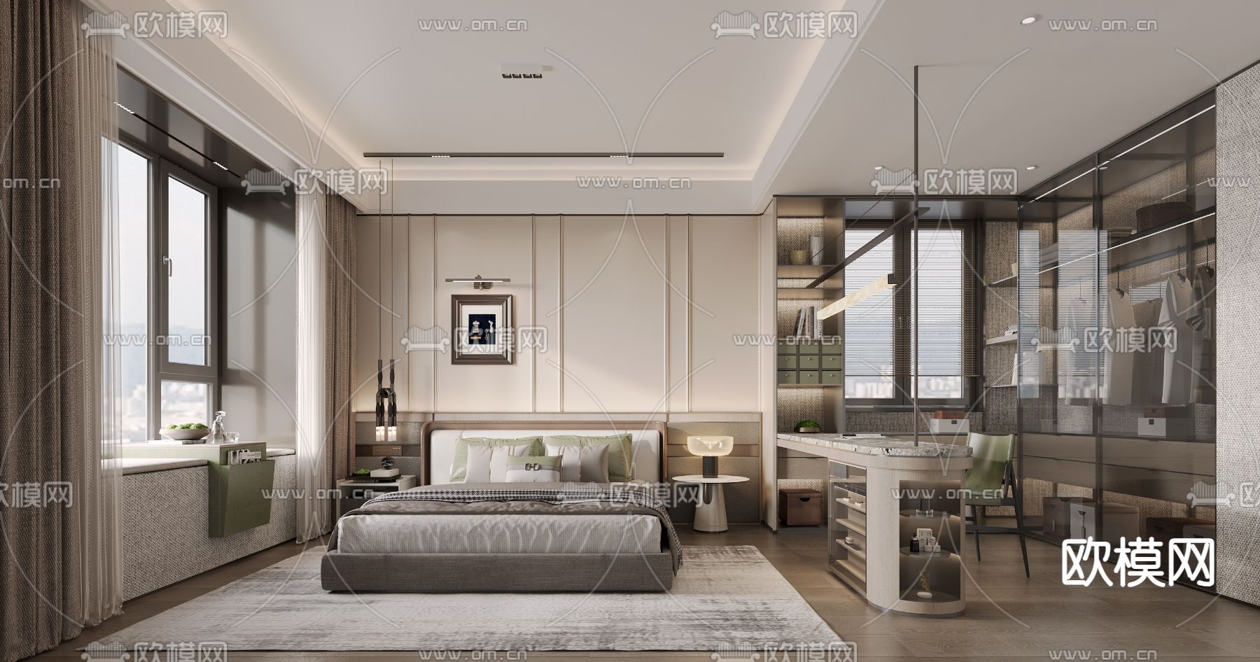 现代卧室 主卧 主人房3d模型下载