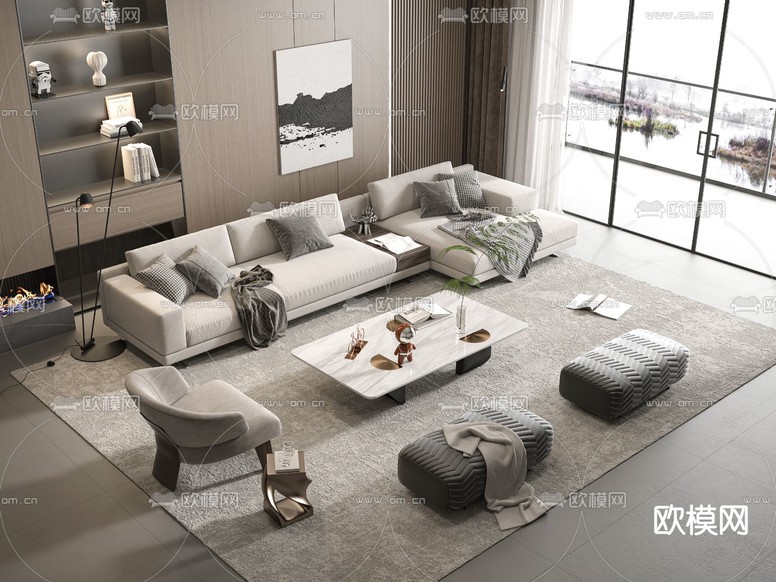 Minotti 现代组合沙发 转角沙发3d模型下载