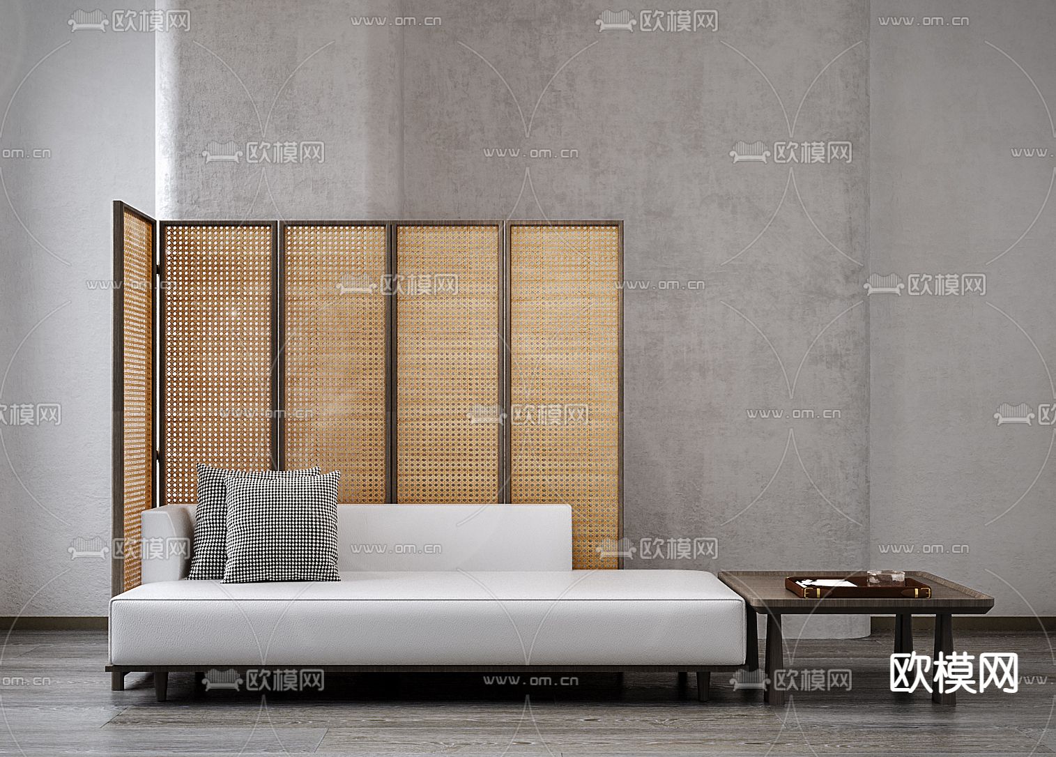 新中式沙发 多人沙发3d模型下载