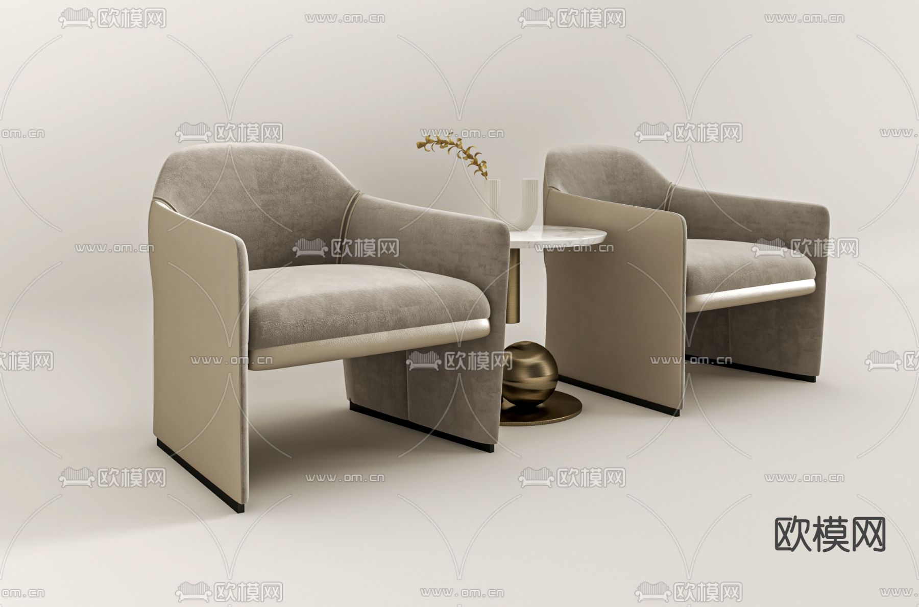 现代休闲沙发su模型下载（渲染图2）