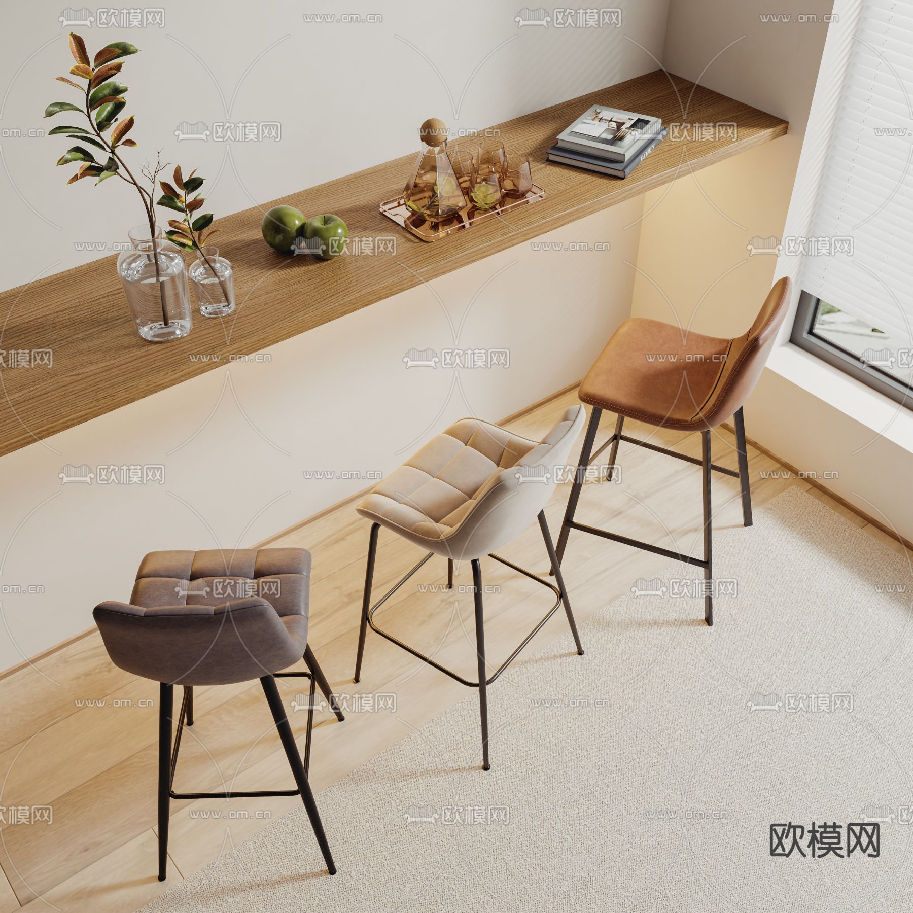 现代吧椅 吧凳 高脚凳3d模型下载