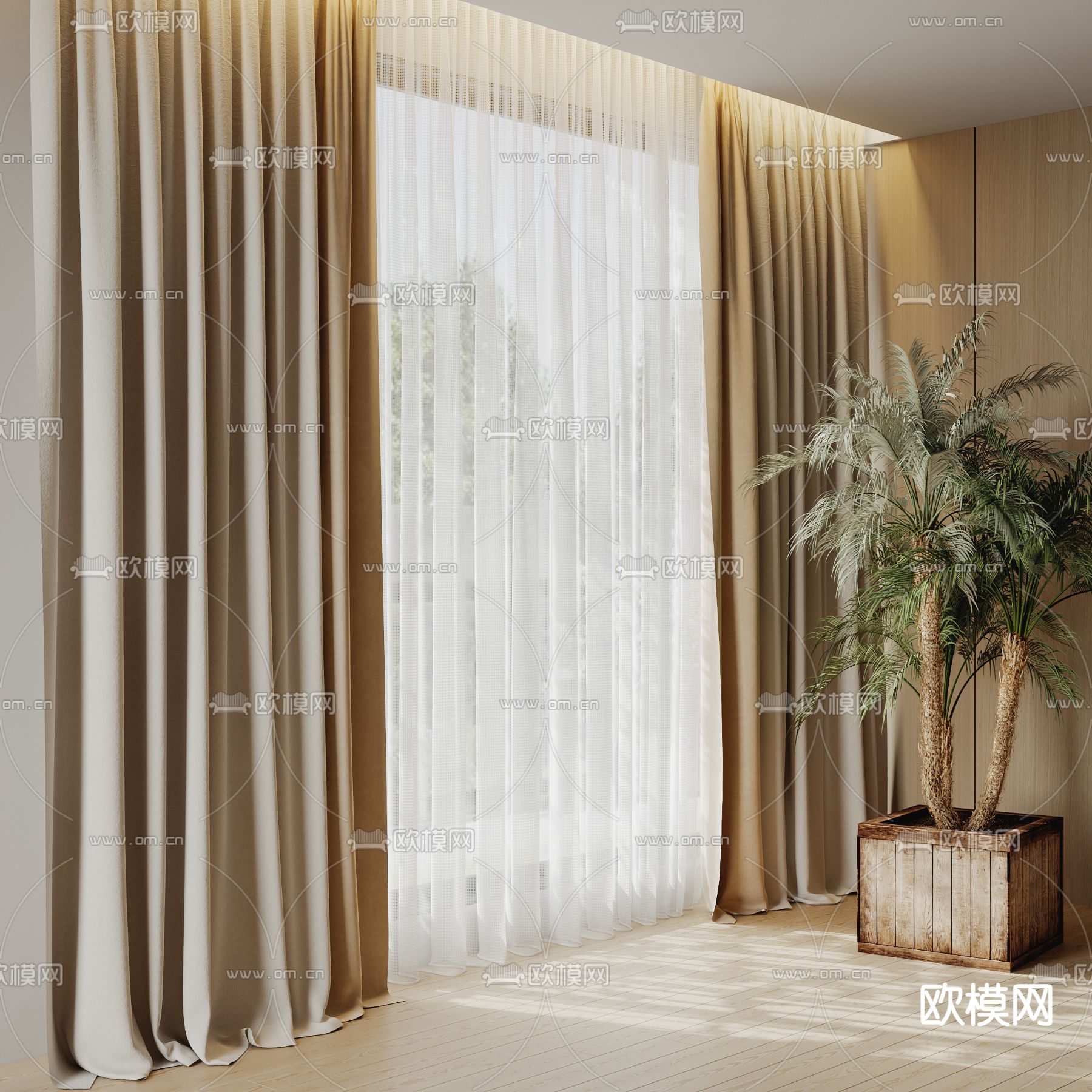 素色窗帘 纱帘3d模型下载