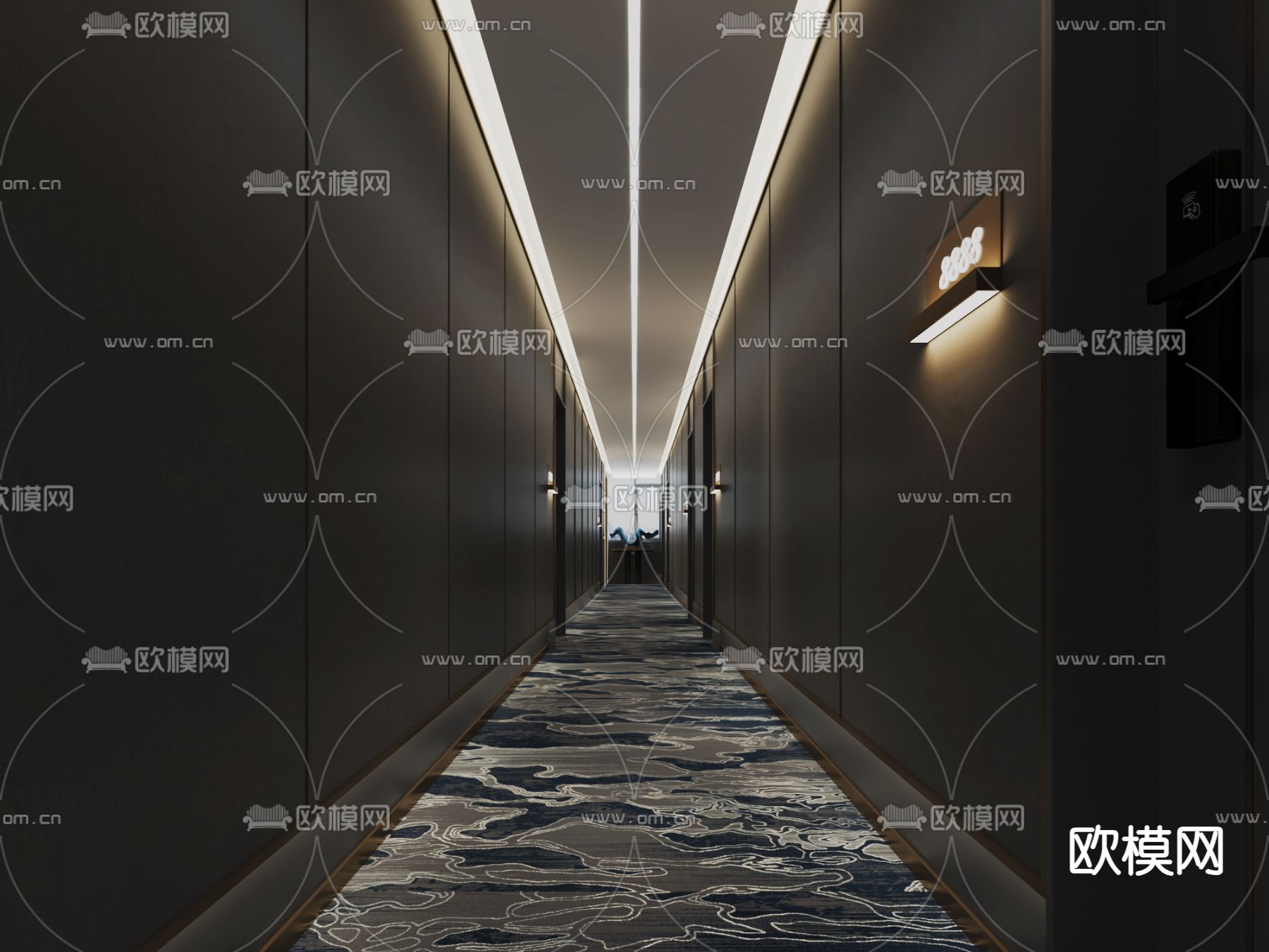 酒店客房 走廊su模型下载（渲染图2）