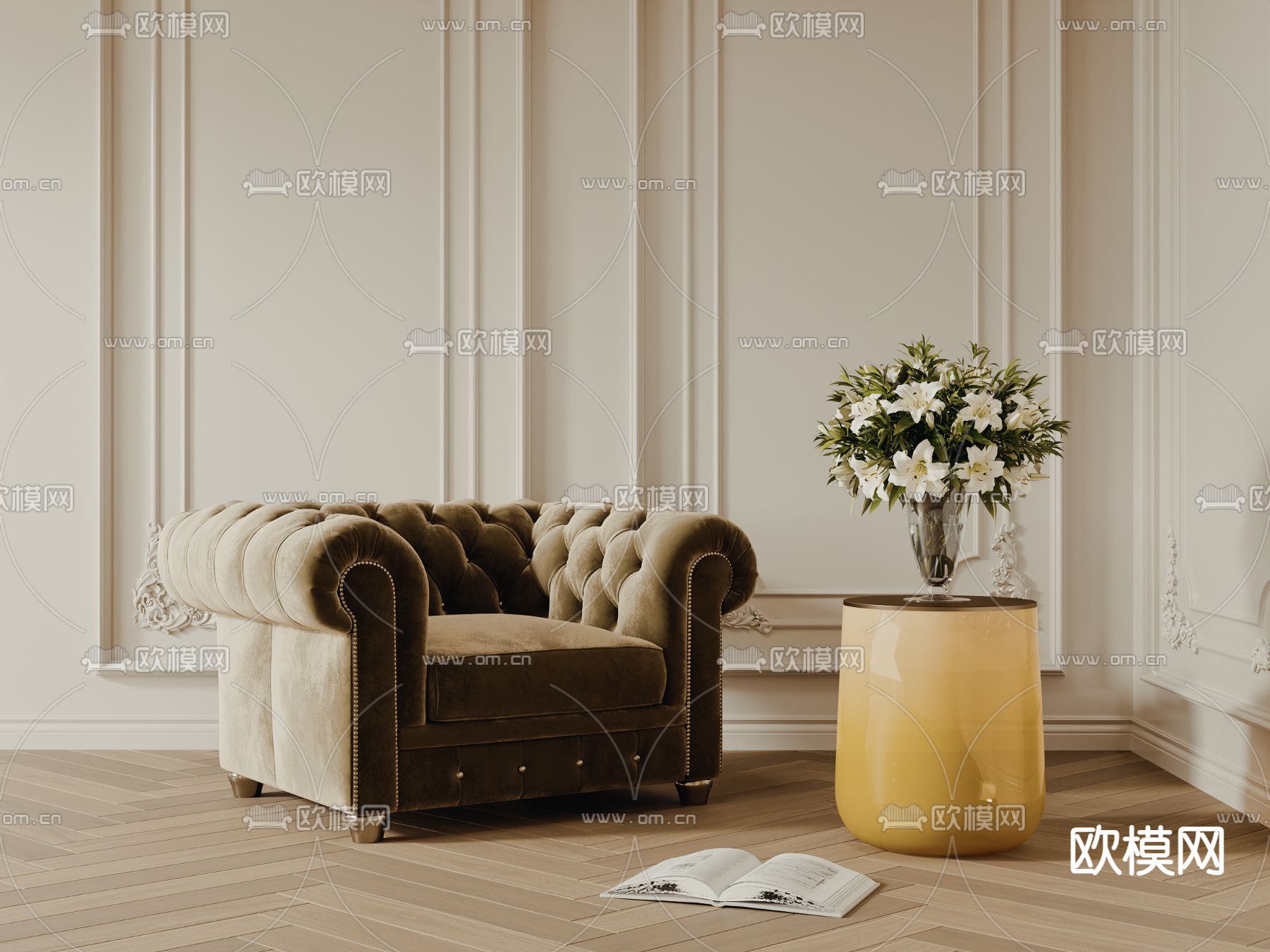 法式沙发 单人沙发3d模型下载