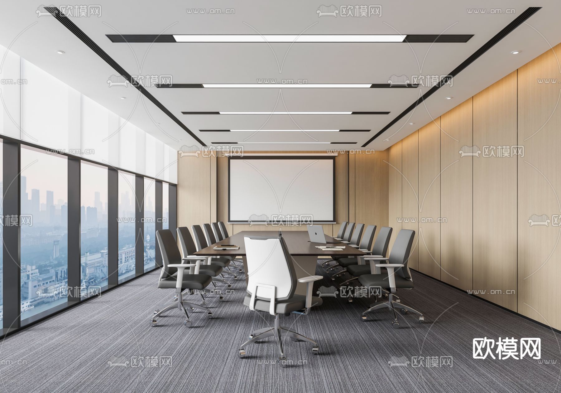 现代会议室3d模型下载
