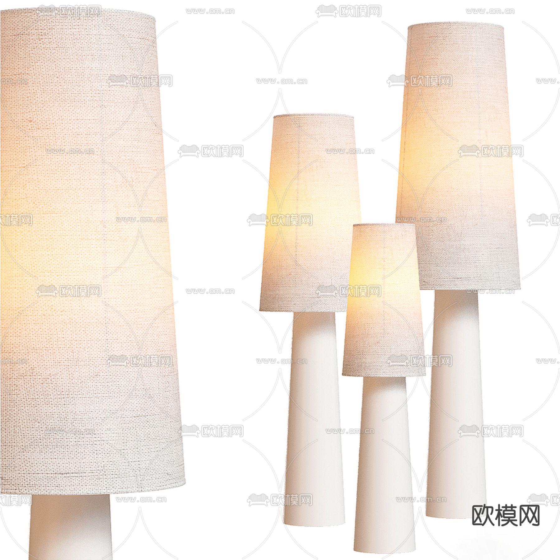 侘寂落地灯 布艺落地灯3d模型下载