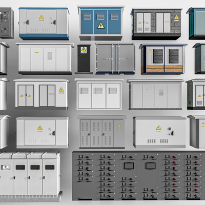  配电站 变电站 变压器 配电柜su模型 