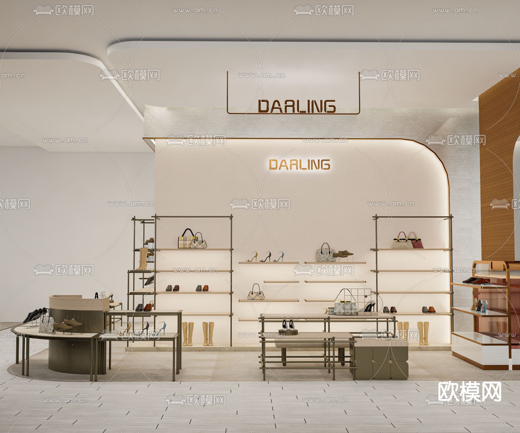 现代女鞋专卖店su模型下载（渲染图2）