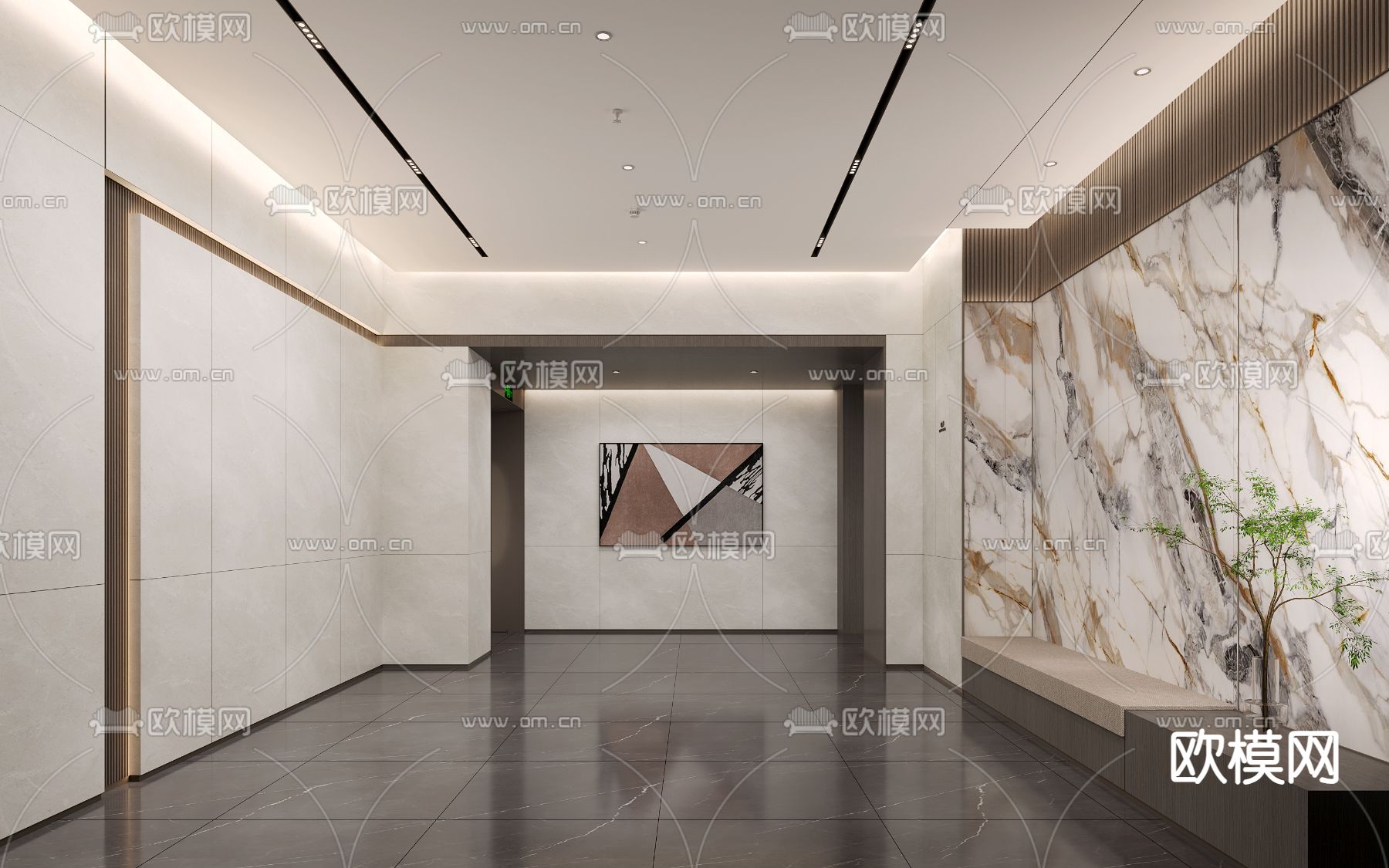 入户大堂 公共大堂 地下大堂3d模型下载