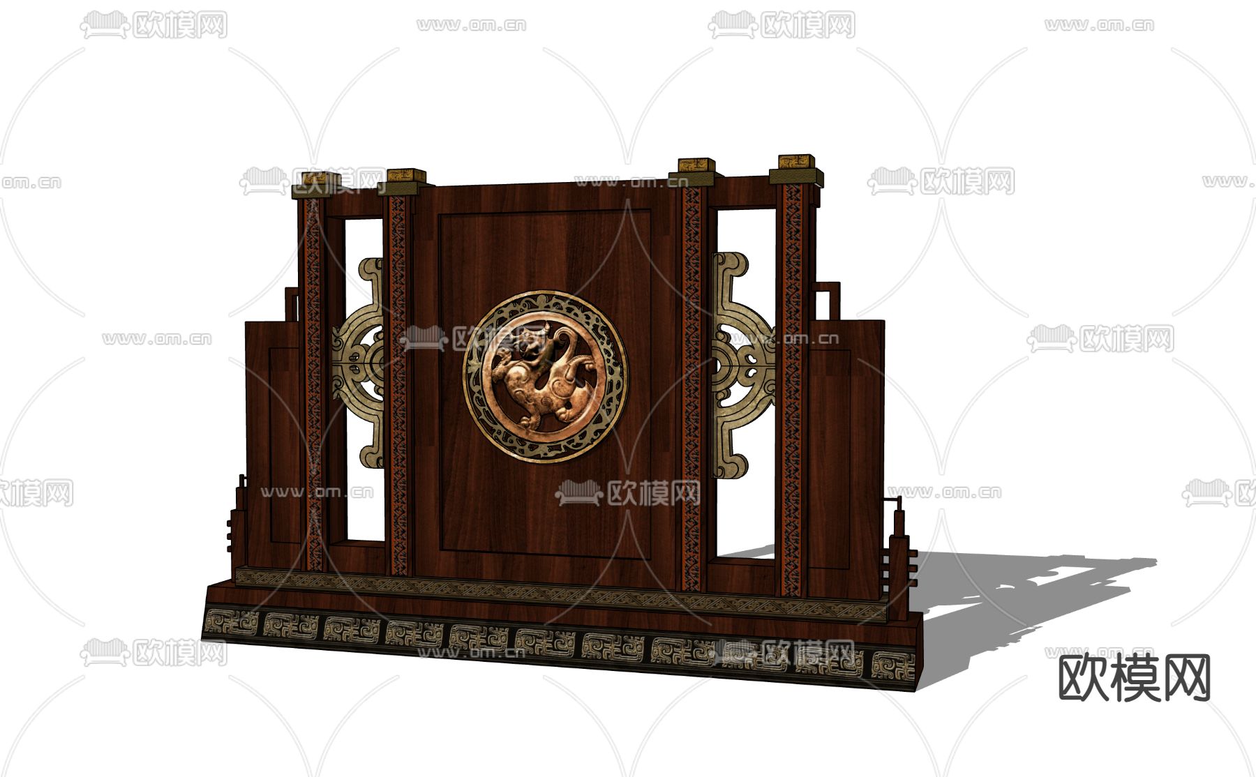 中式屏风su模型下载（渲染图1）