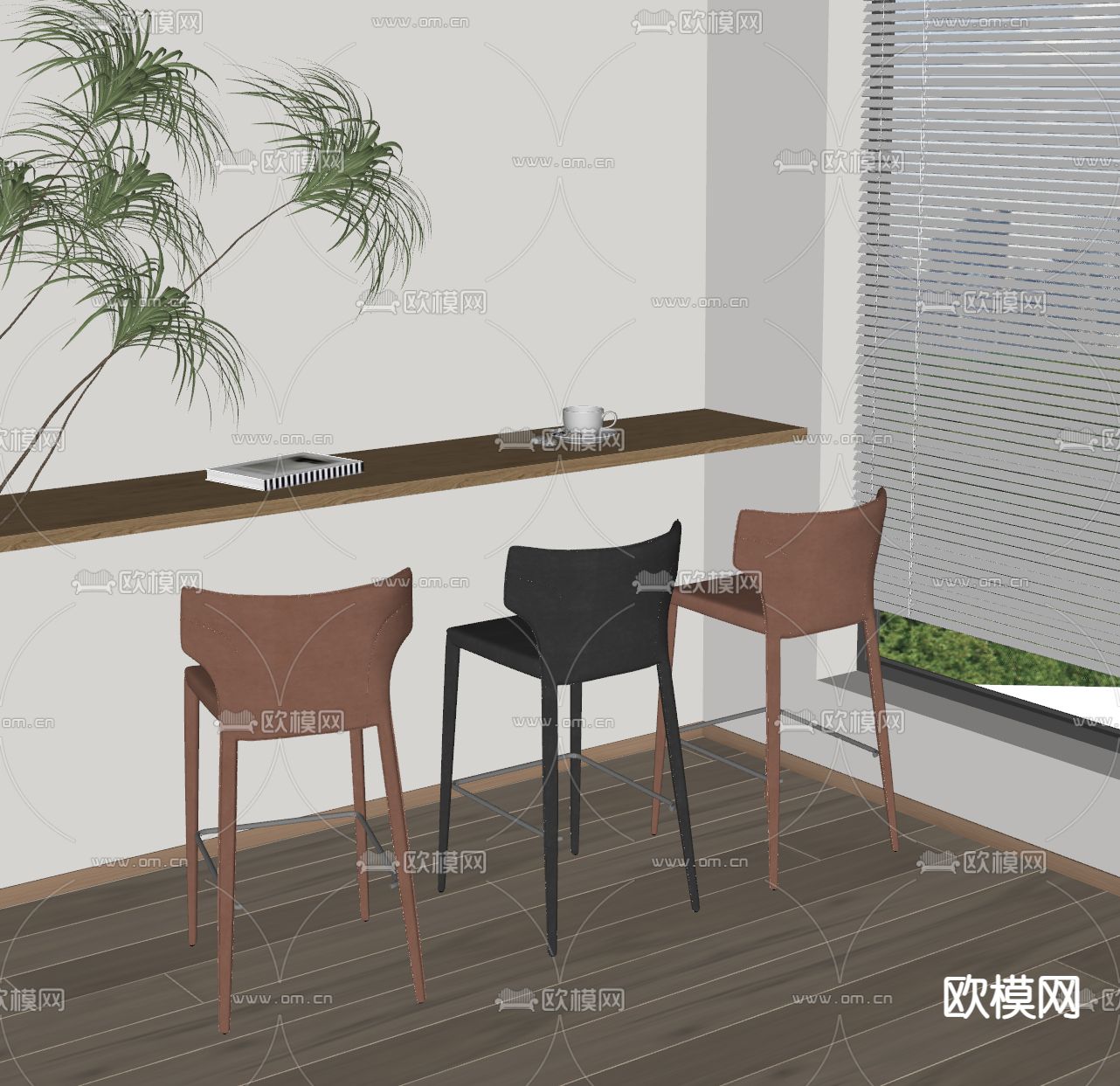 POLIFORM 吧椅su模型下载（渲染图1）