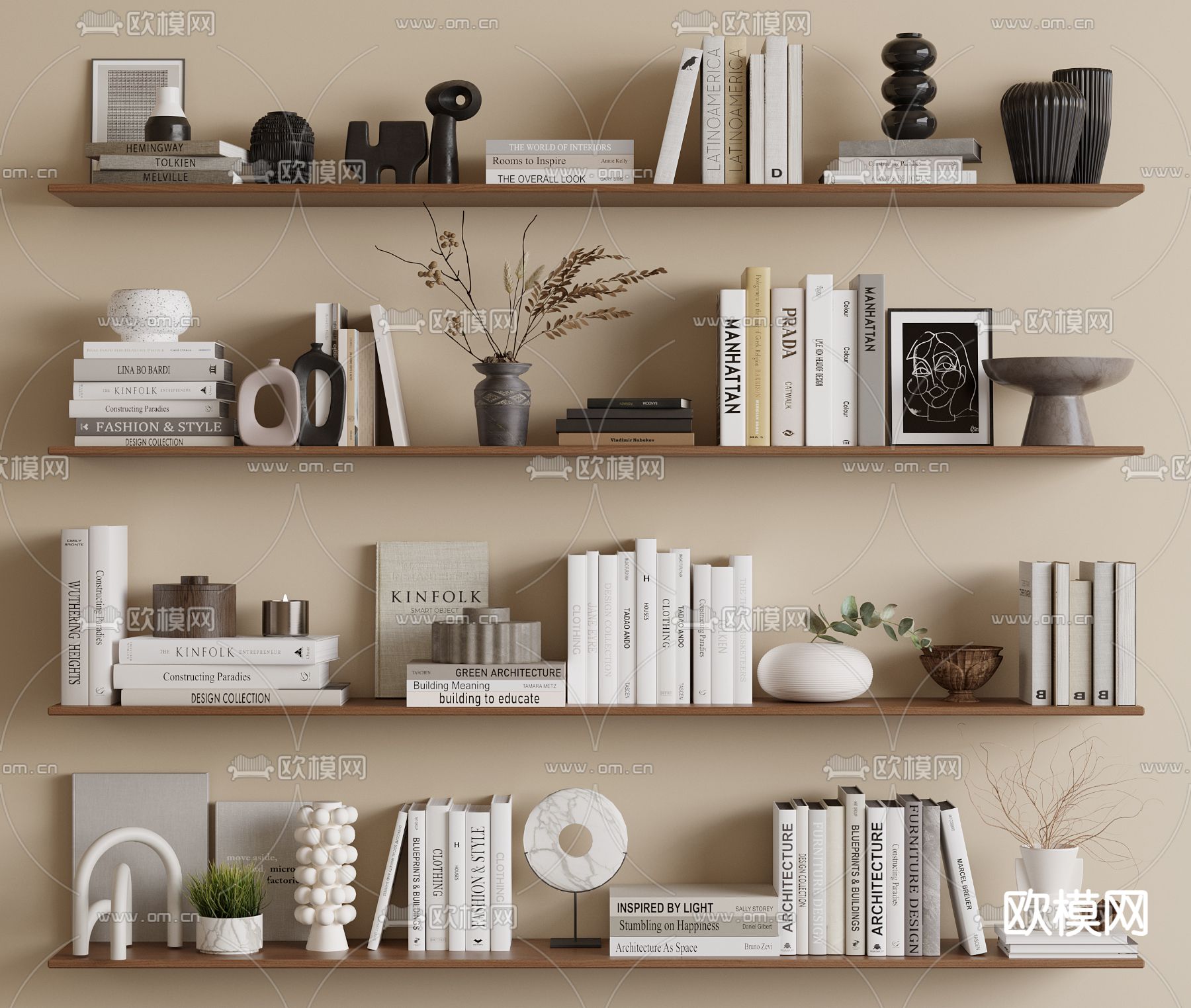 中古风装饰品 摆件 书籍 陶罐su模型下载（渲染图2）