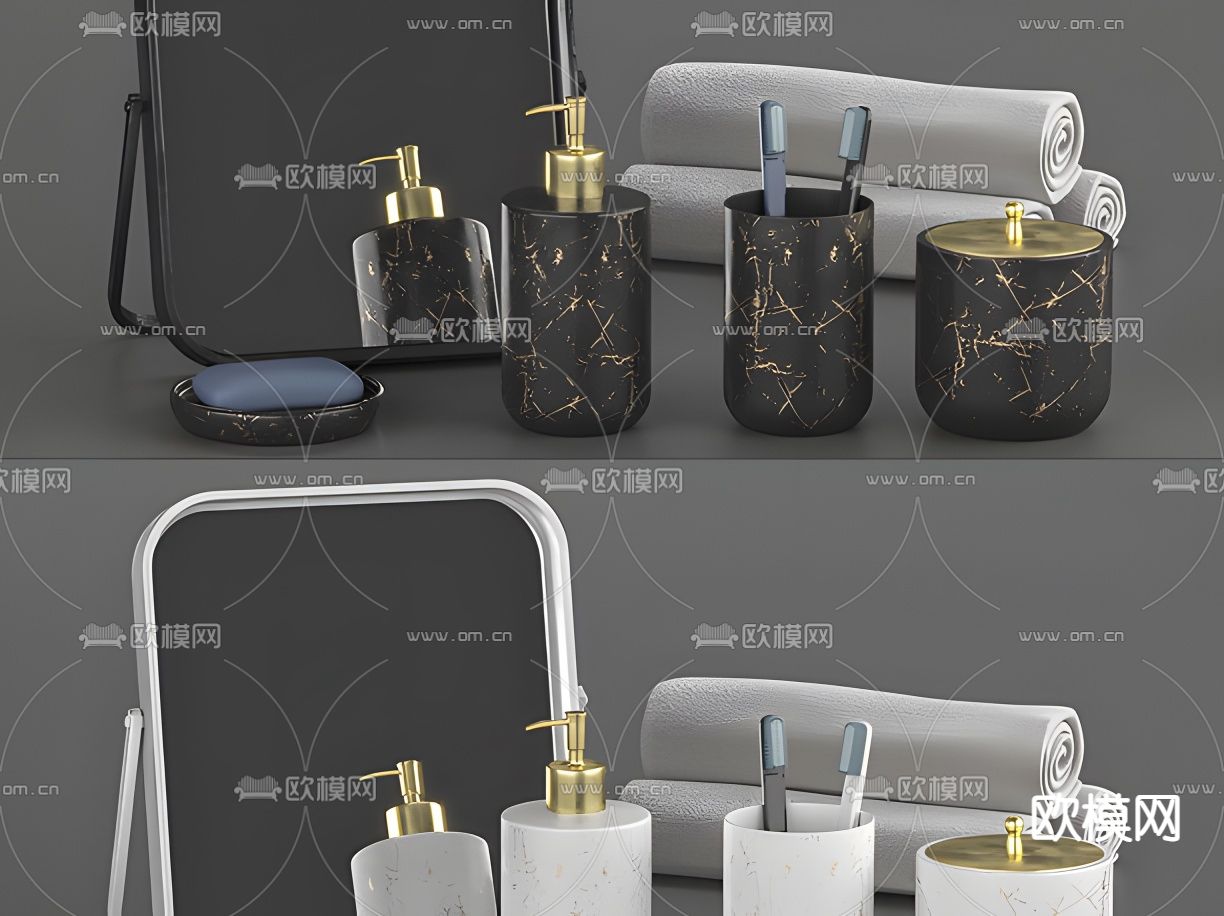 洗浴用品 牙刷 牙杯 洗发水3d模型下载